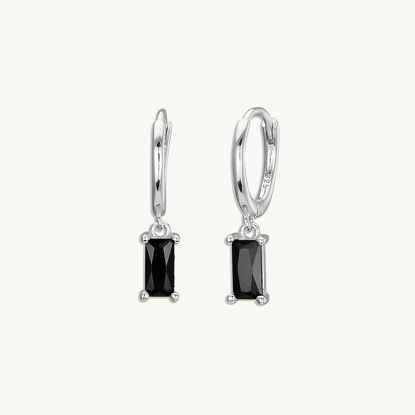 Black Baguette Hoop Earrings