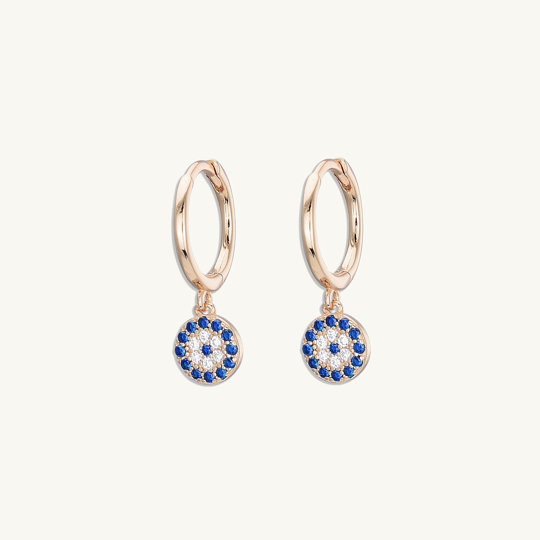 Round Evil Eye Pave Hoop Earrings