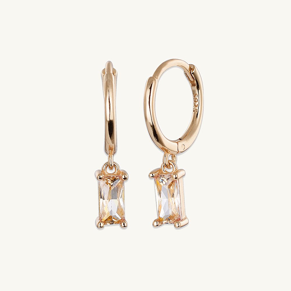 Champagne Baguette Hoop Earrings 18k Gold Vermeil Camile