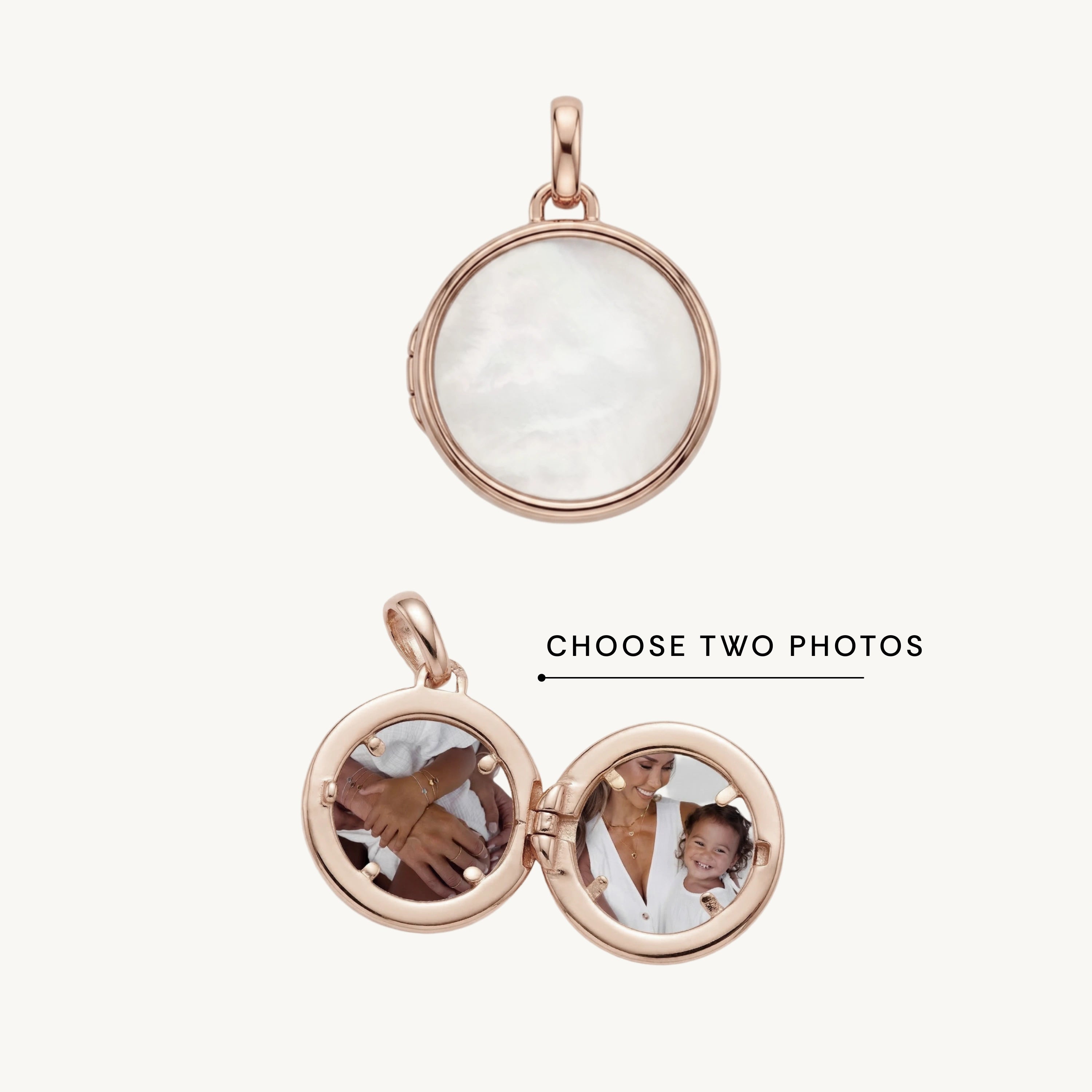 Eternal Circle Photo Locket MOP Pendant