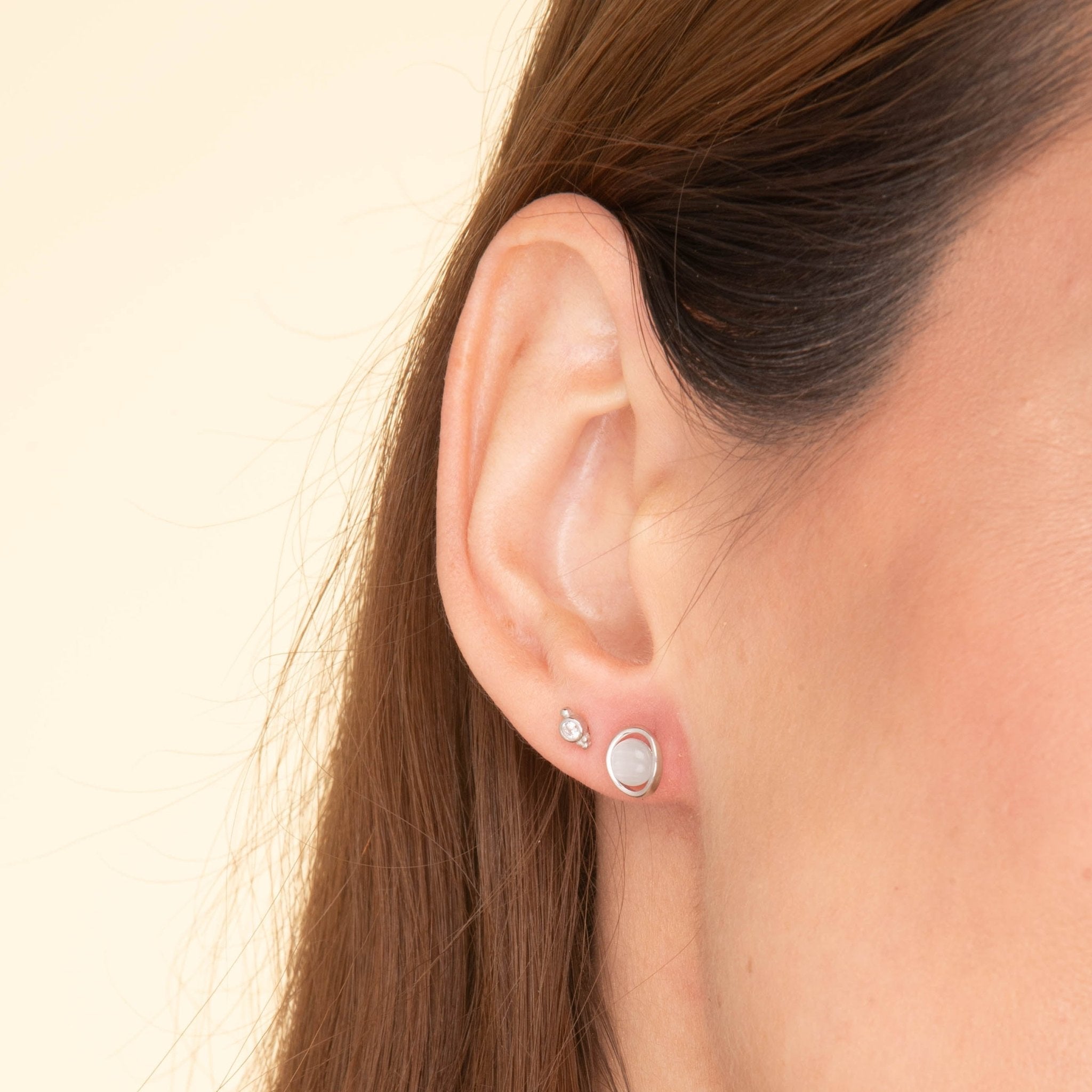 Circular Moonstone Stud Earrings - Camile & Stone