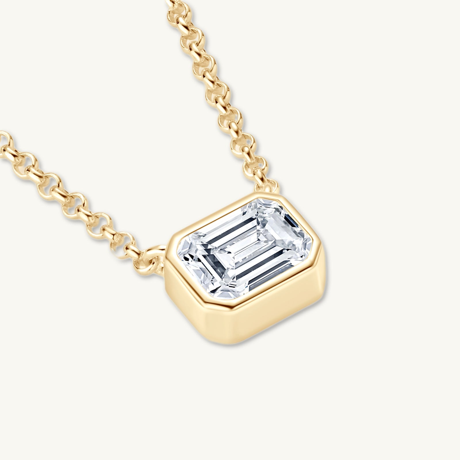 Classic Emerald Bezel Moissanite Necklace 1 Carat - Camile & Stone