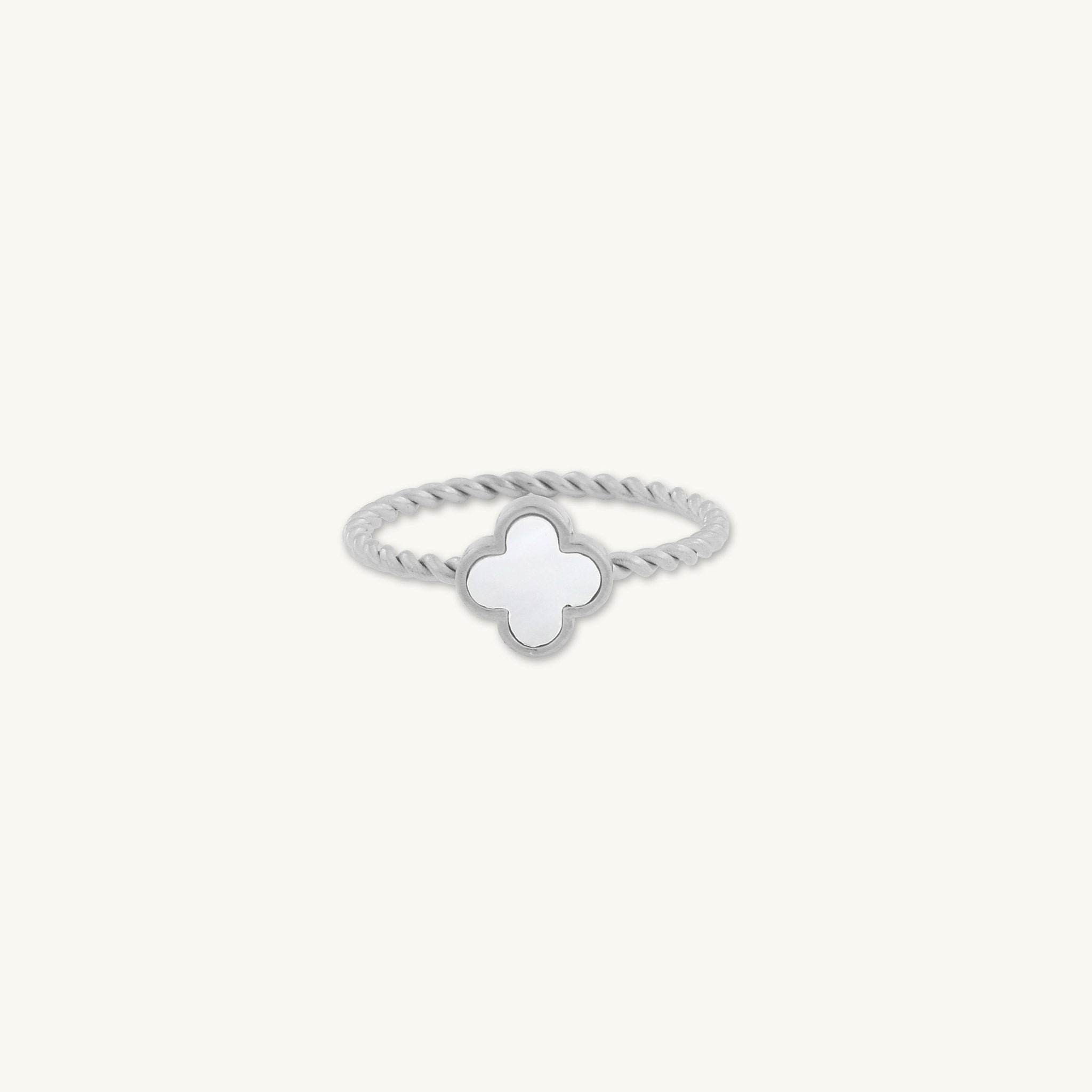 Clover Pearl Twist Stacker Ring - Camile & Stone