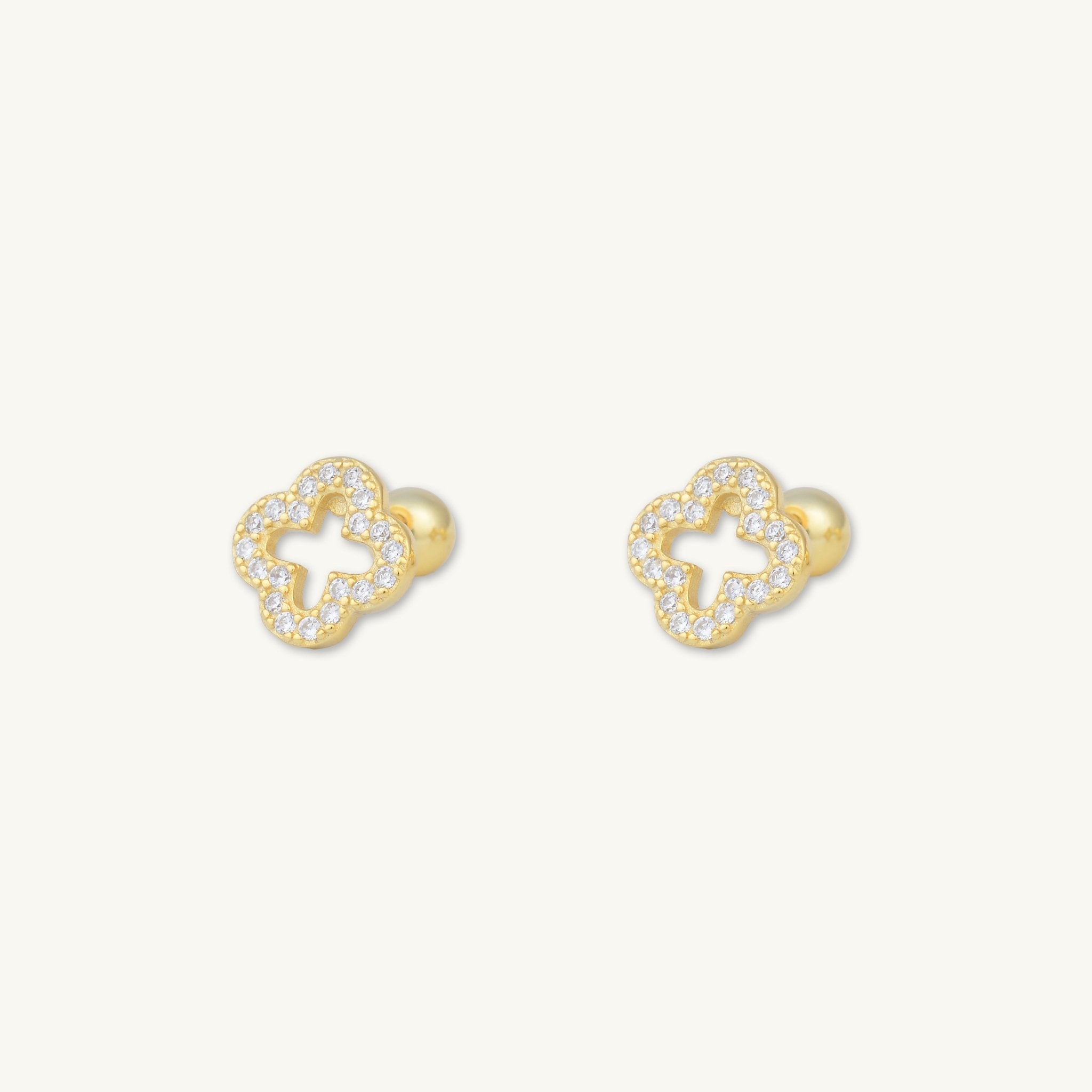 Clover Sapphire Barbell Stud Cartilage Earrings - Camile & Stone