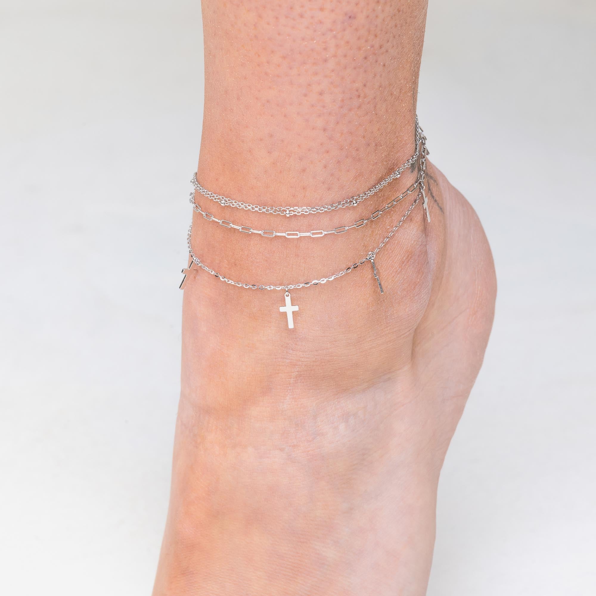 Cross Dangling Chain Anklet - Main Image