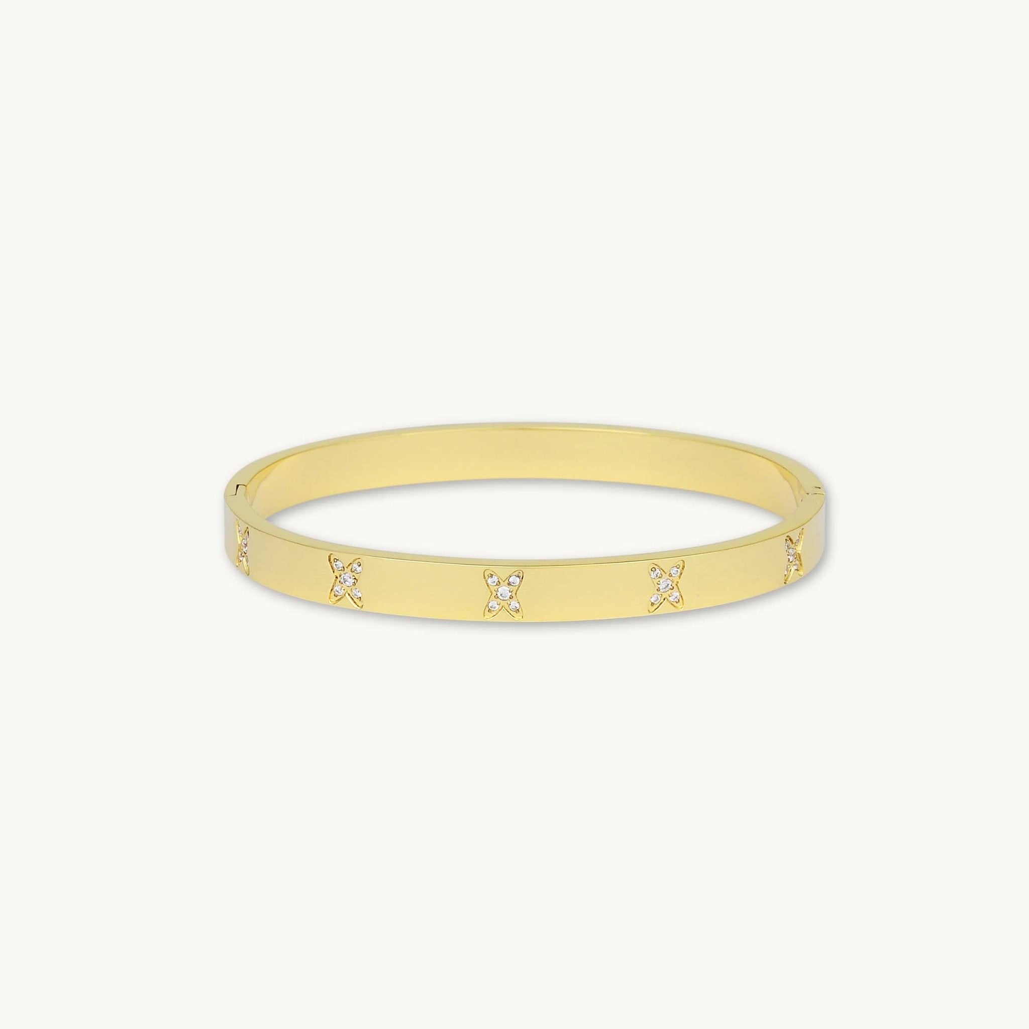 Cross Sapphire Hinged Bangle Bracelet - Camile & Stone