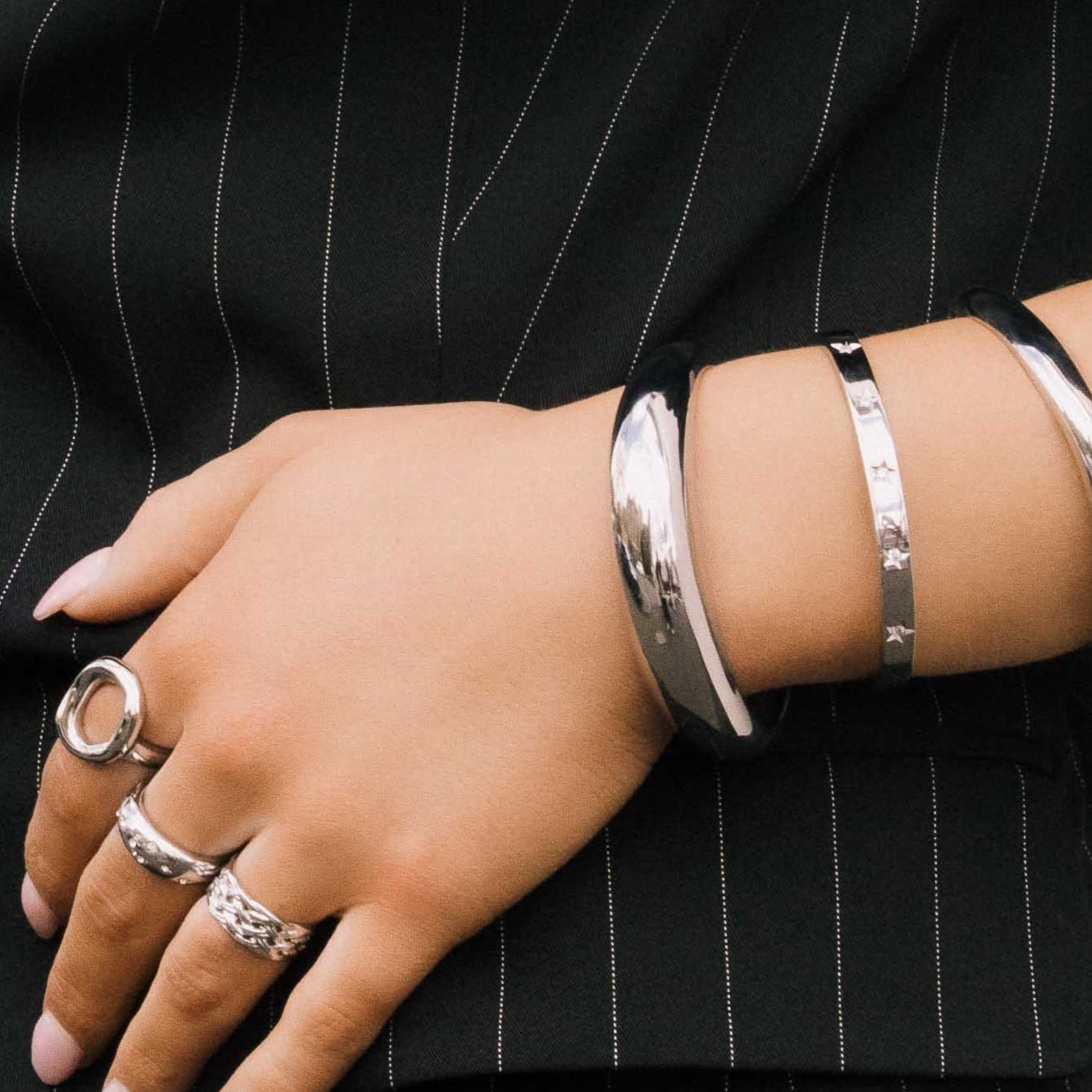Dome Statement Open Cuff Bangle - Camile & Stone