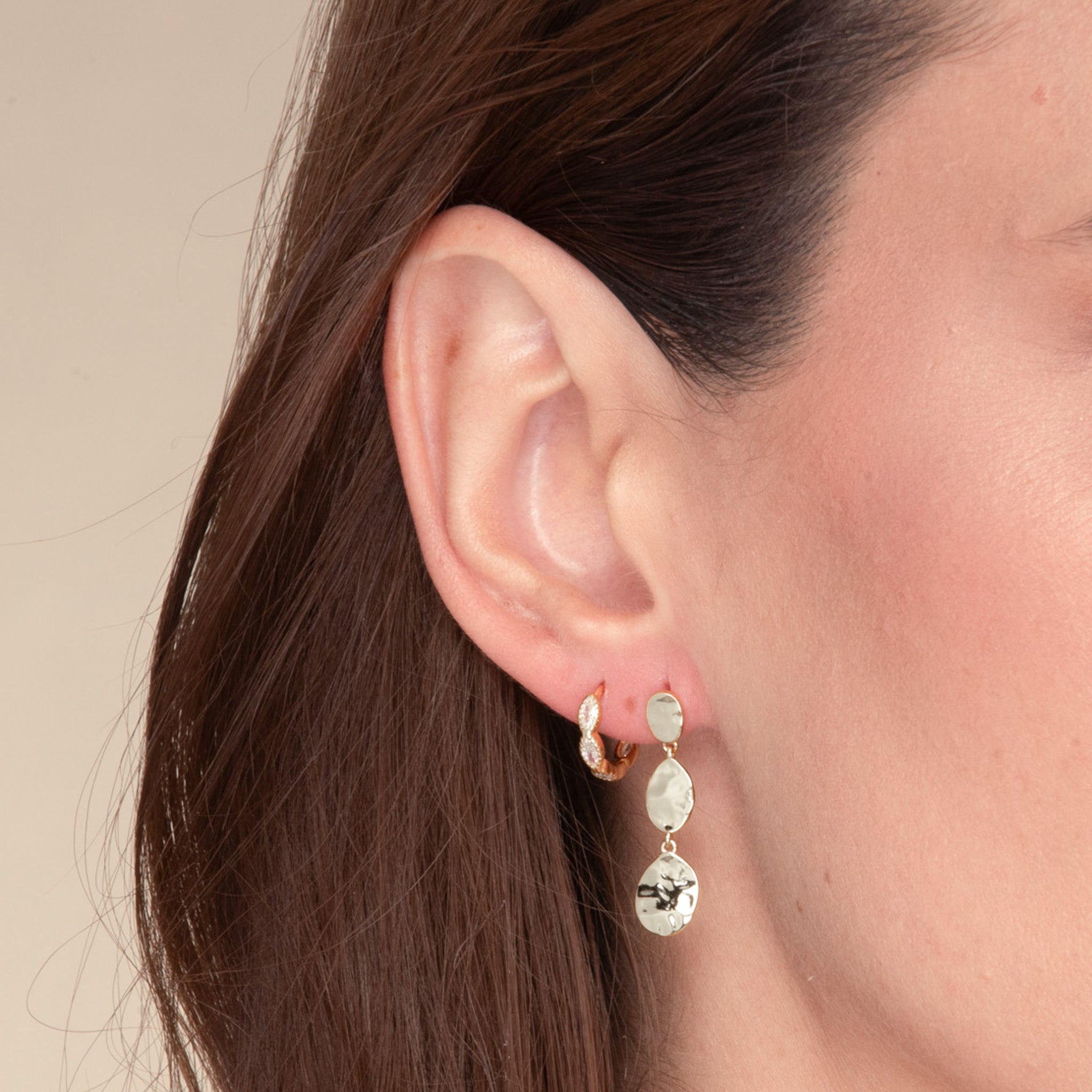 Molten Disc Dangle Stud Earrings