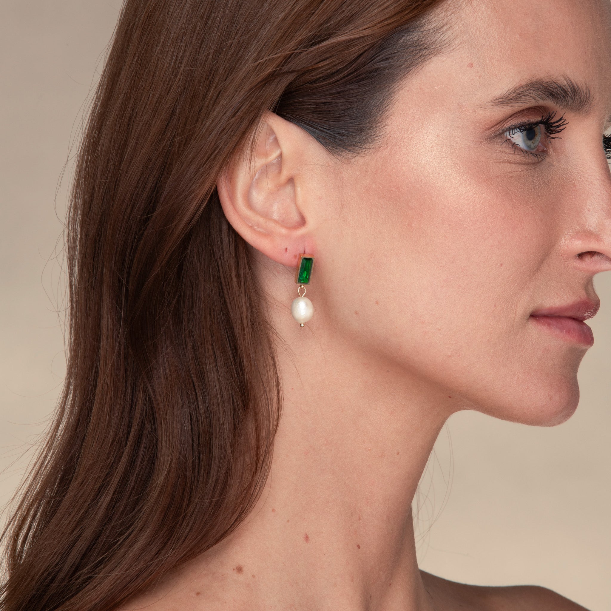 Lydia Emerald Pearl Earrings