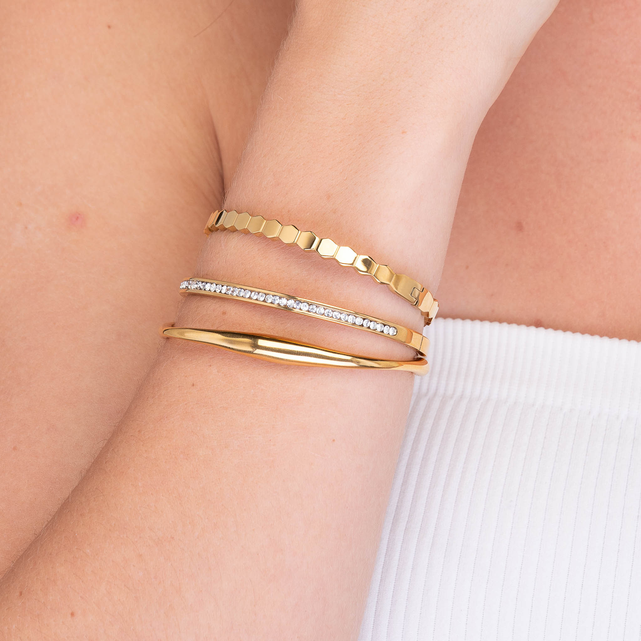 Honeycomb Hinged Bangle Bracelet - Camile & Stone