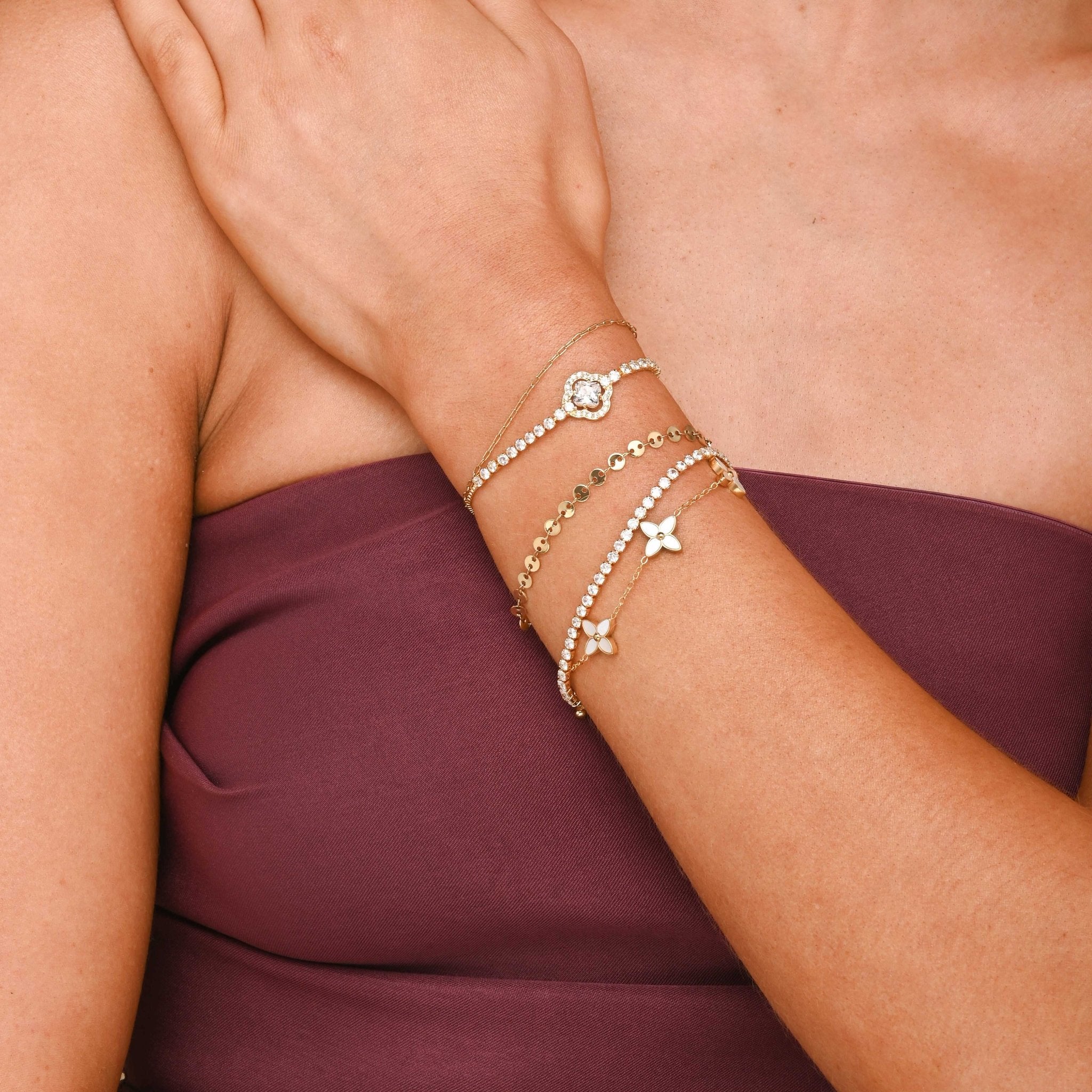 Jannah Clover Tennis Chain Bracelet - Camile & Stone