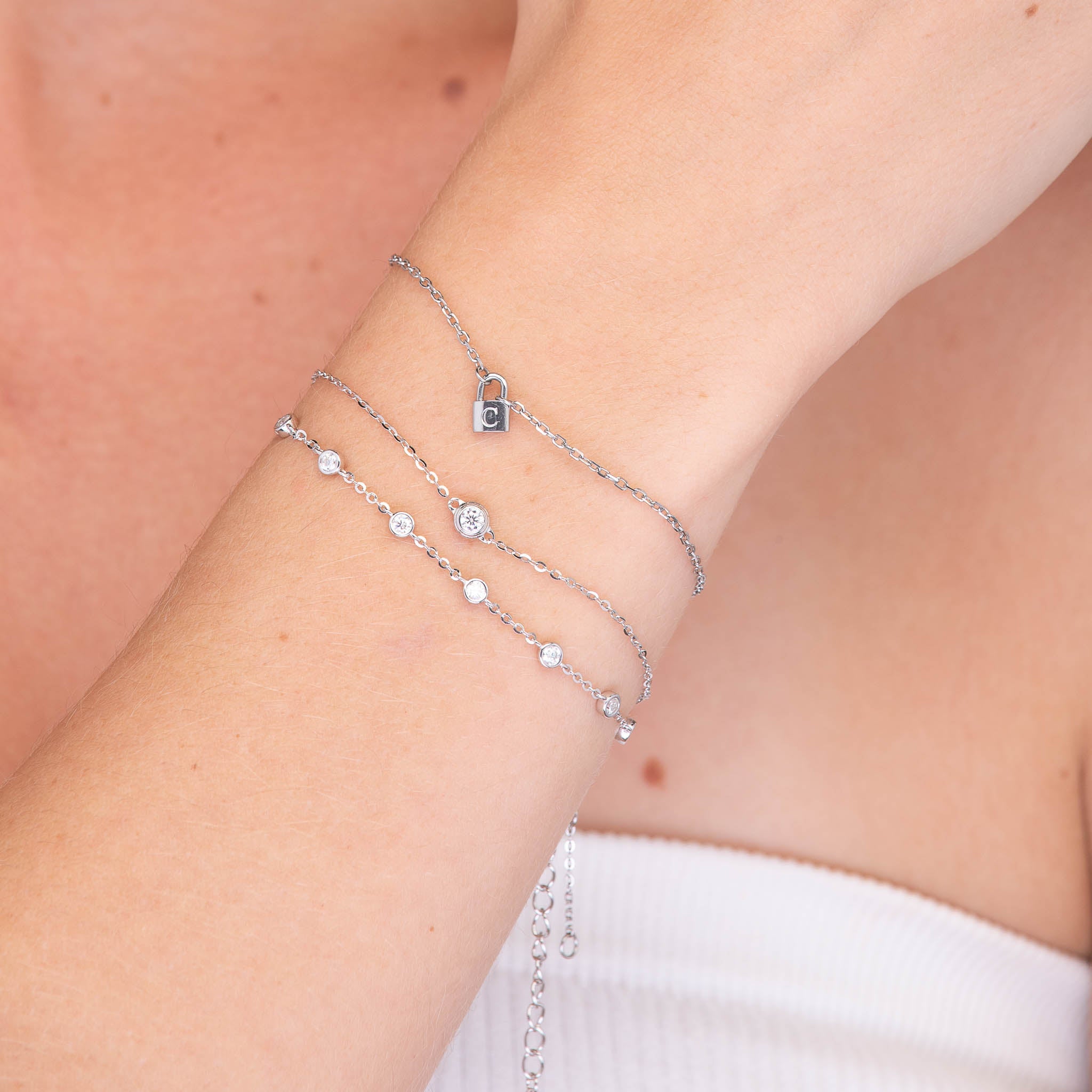 Mini Padlock Initial Letter Bracelet - Camile & Stone
