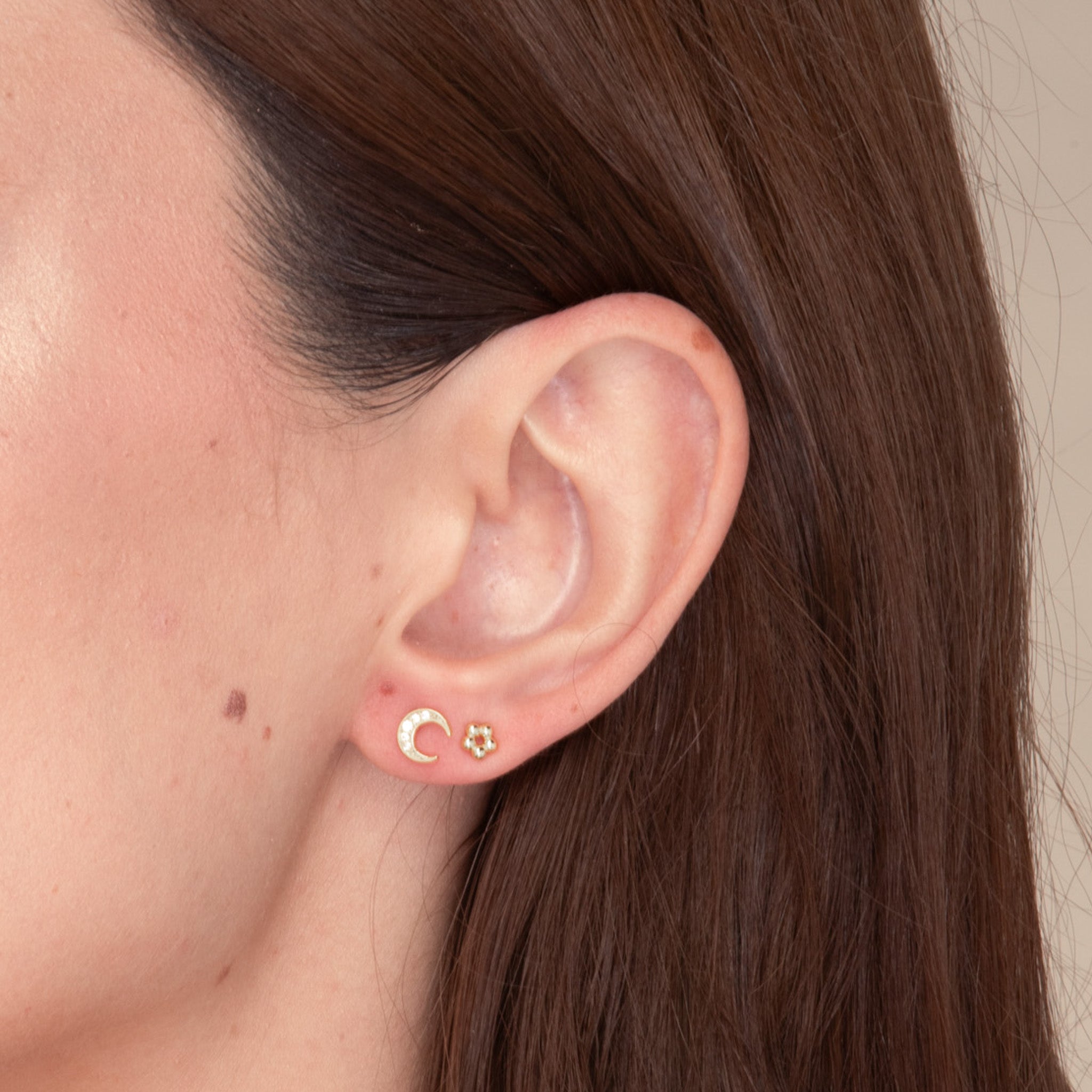 Moon Zirconia Stud Earrings - Camile & Stone