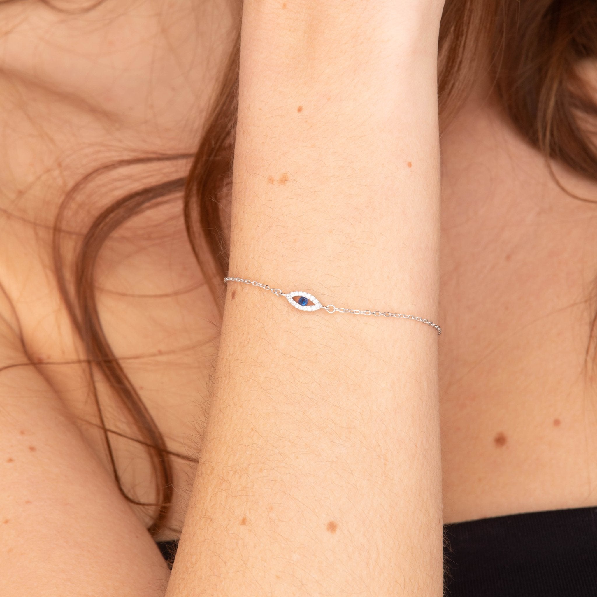 Open Evil Eye Pave Chain Bracelet - Camile & Stone
