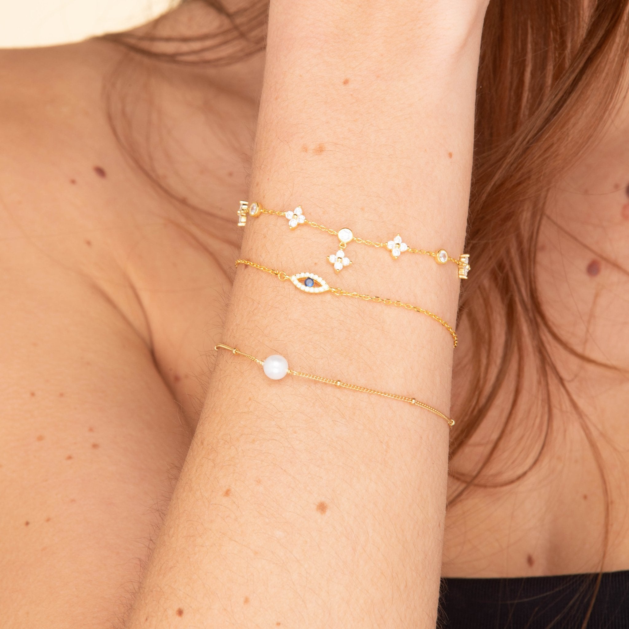 Open Evil Eye Pave Chain Bracelet - Camile & Stone