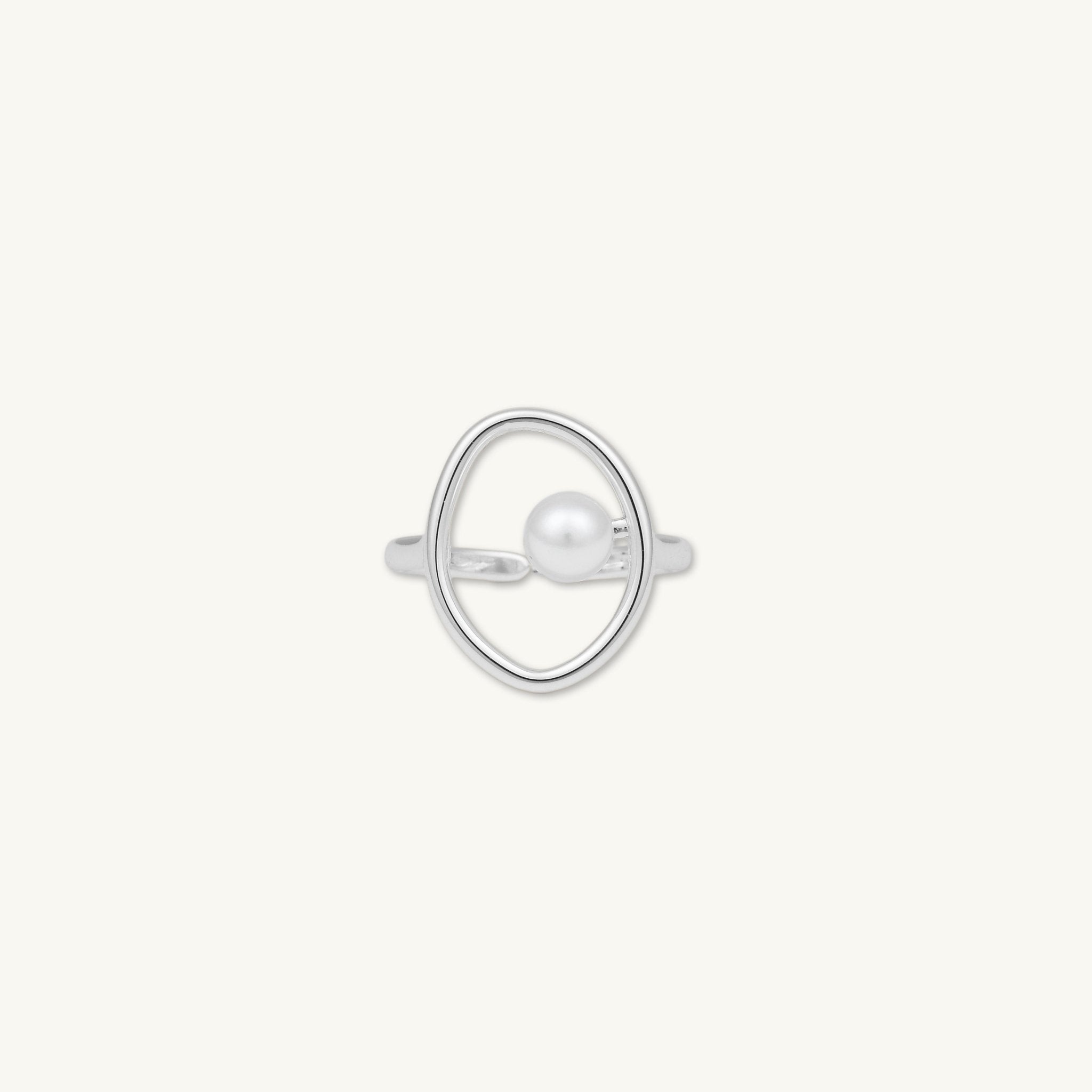 Oval Open Pearl Statement Adjustable Ring - Camile & Stone