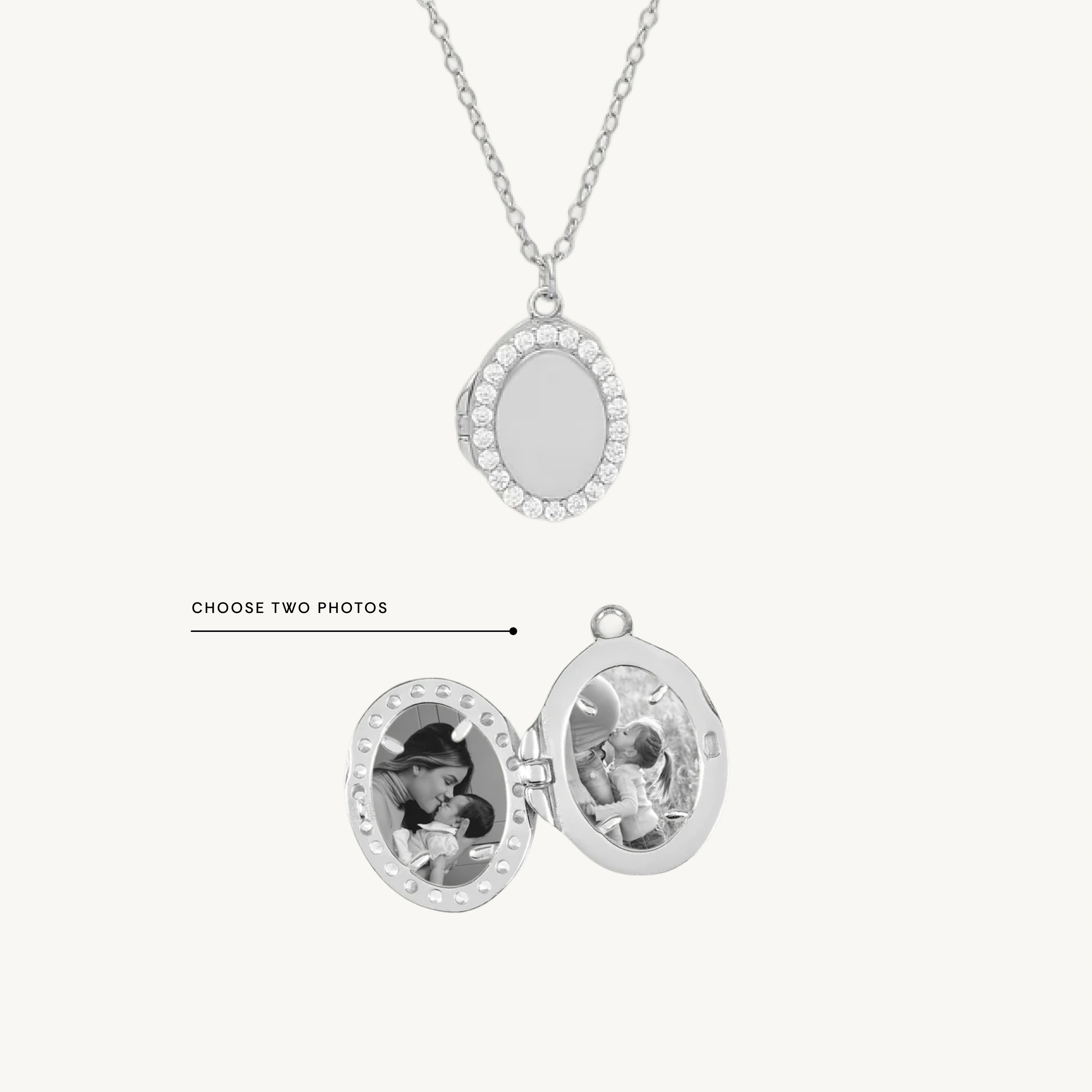 Oval Sapphire Photo Locket Necklace