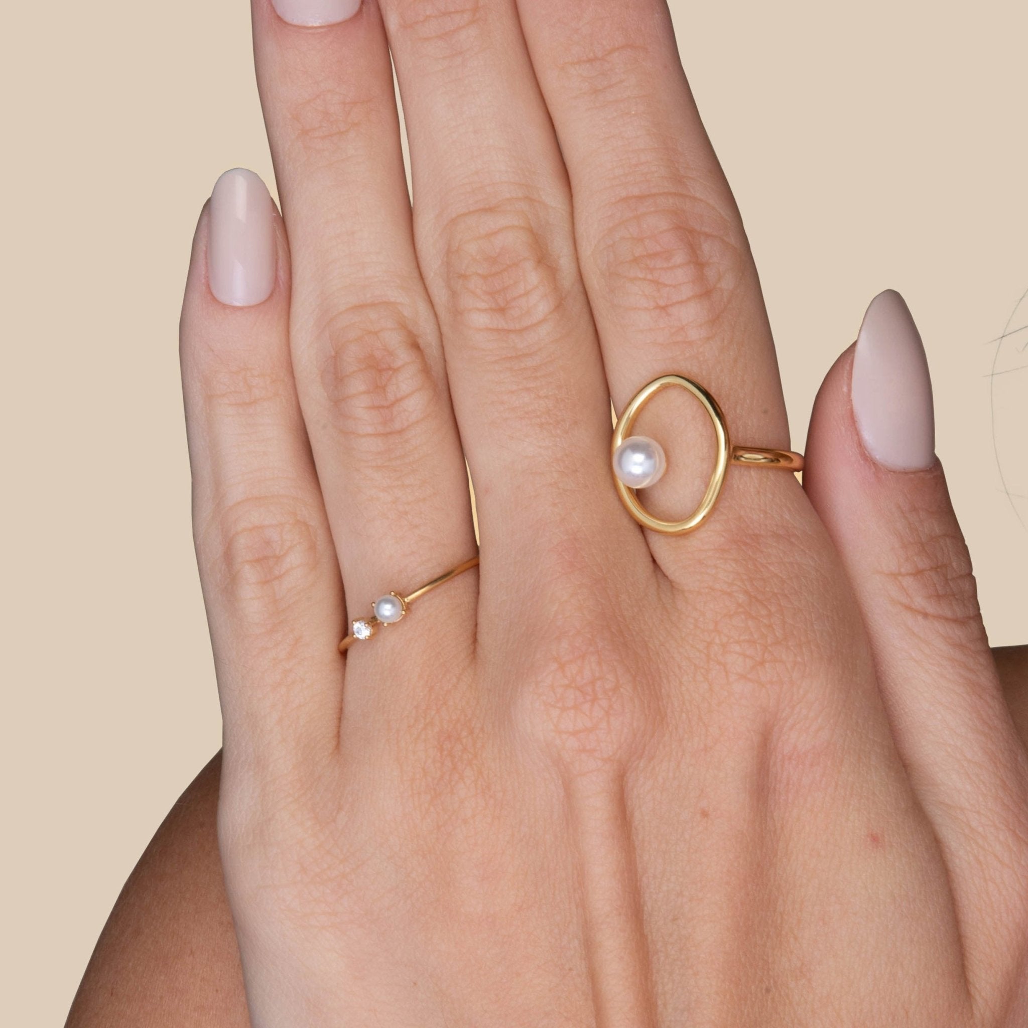 Pearl Solitaire Stacker Ring - Camile & Stone