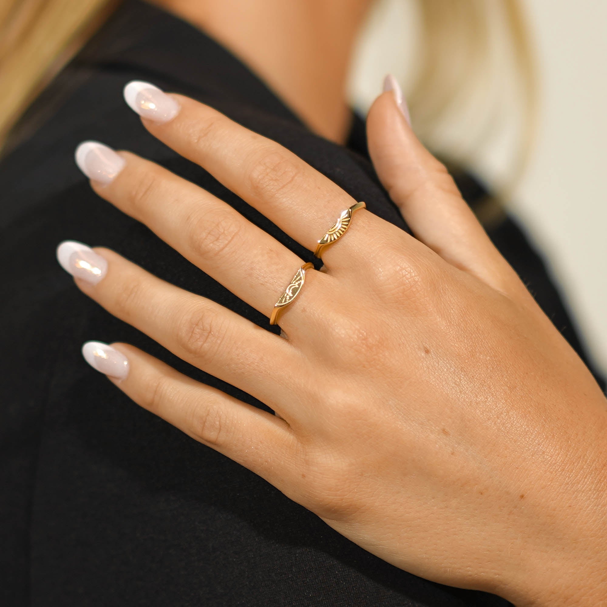 Sun Moon Friendship Couple Twin Set Rings - Main Image