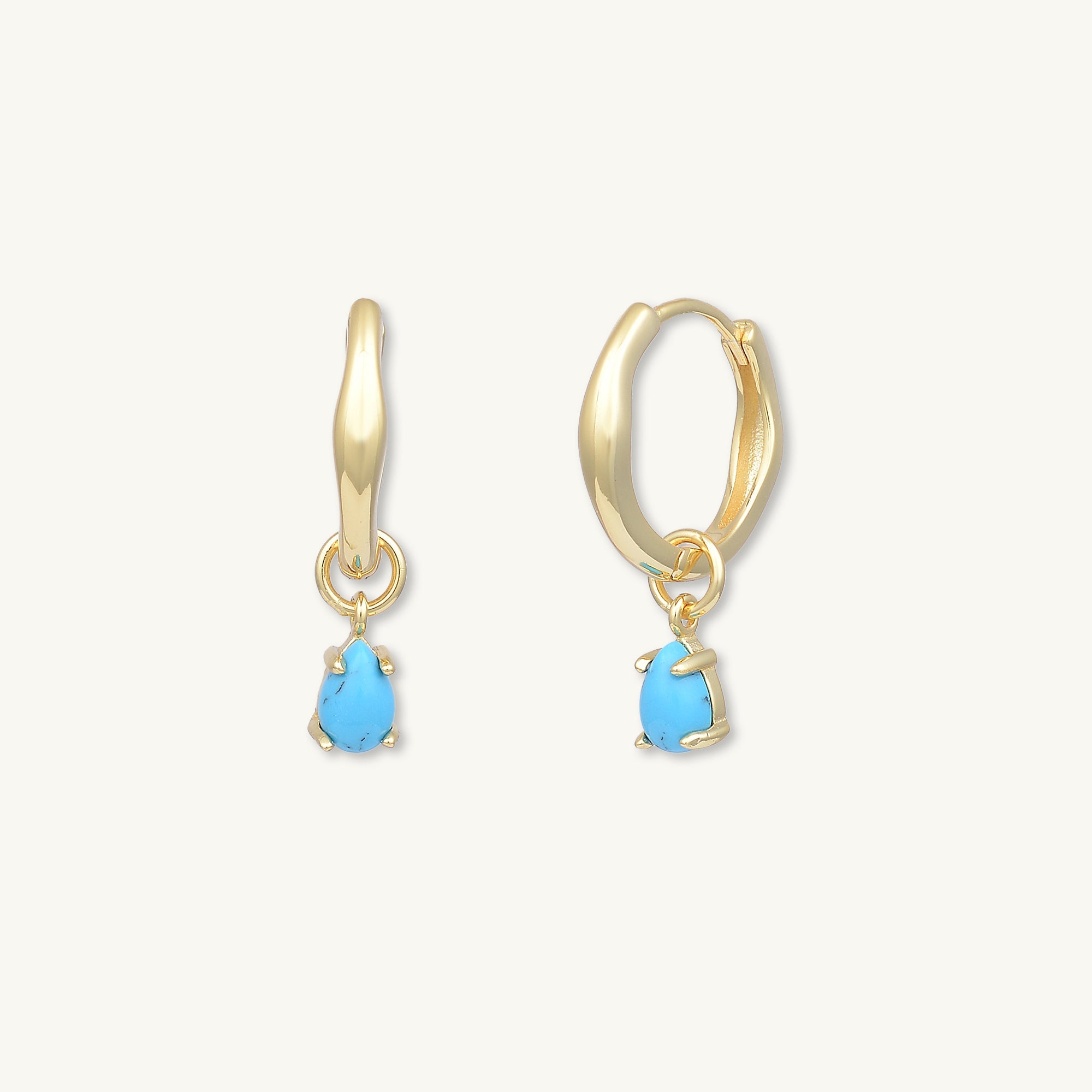 Teardrop Turquoise Huggie Earrings