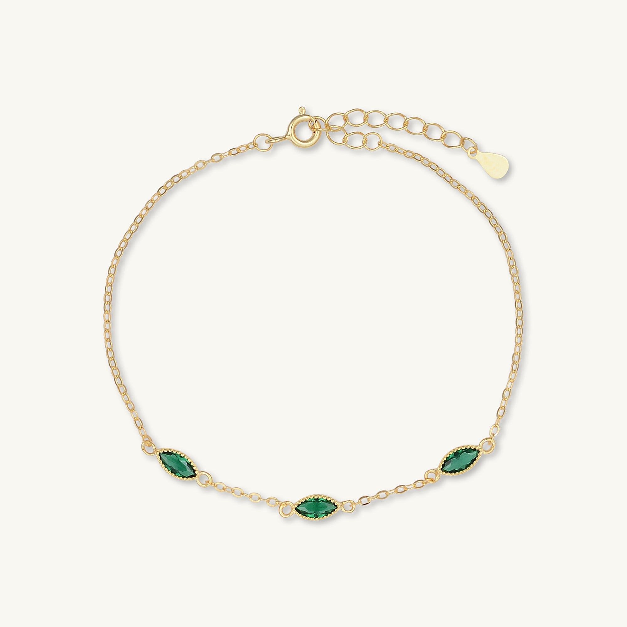 Trio Emerald Evil Eve Marquise Chain Bracelet - Camile & Stone