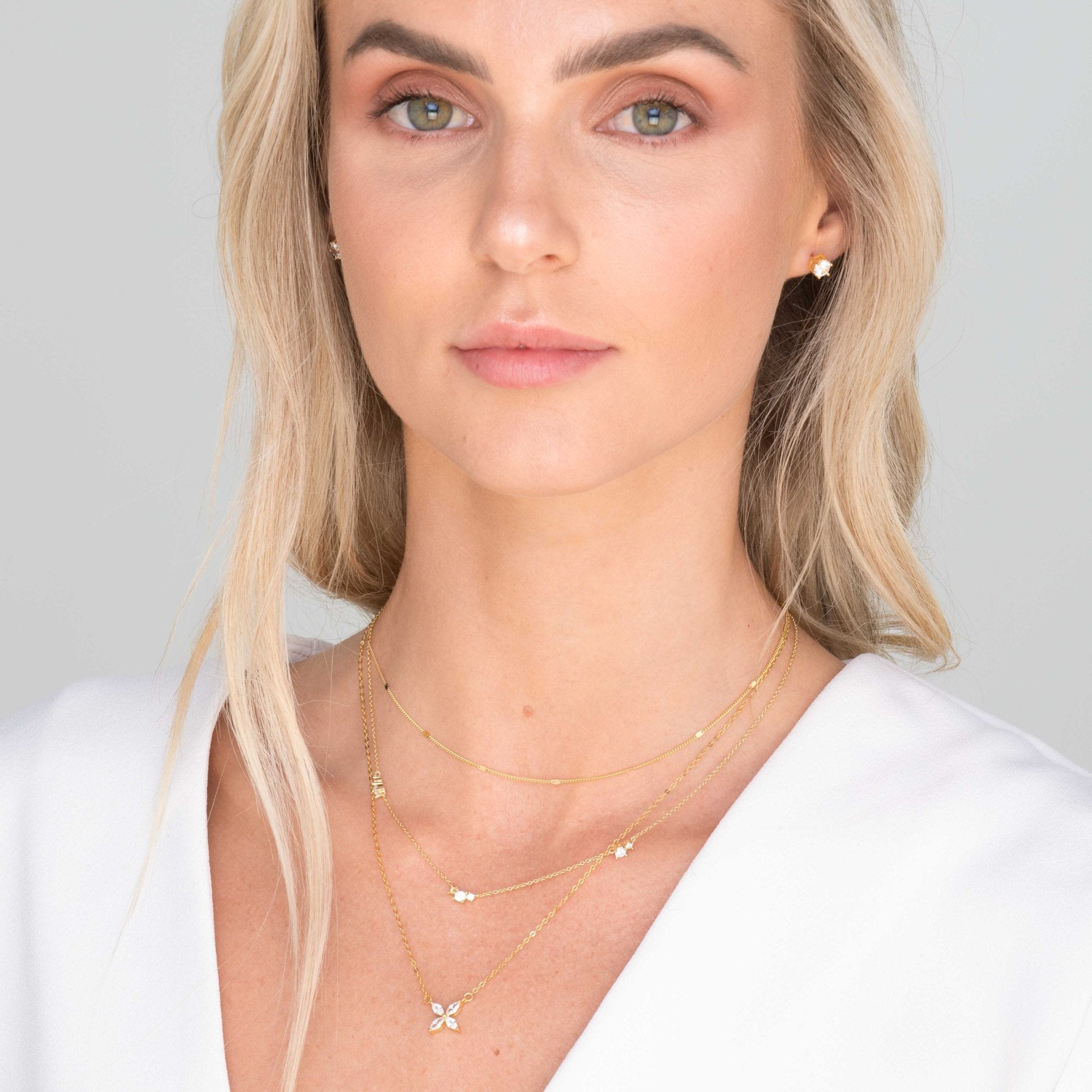 Trio Sapphire Station Chain Necklace - Camile & Stone