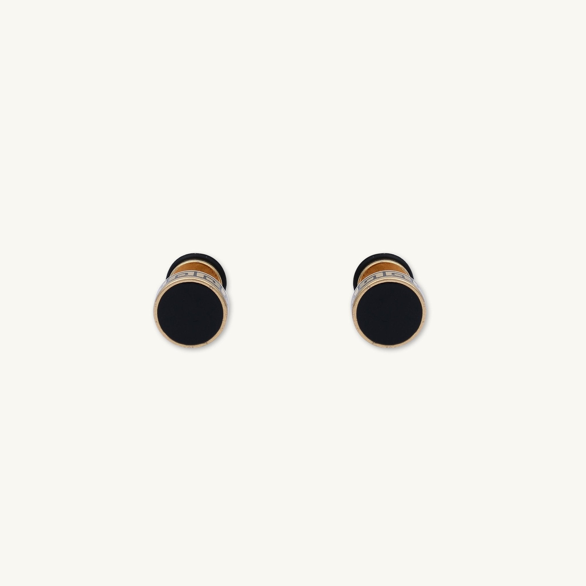 Unisex Circle Black Enamel Greek Stud Earrings - Camile & Stone