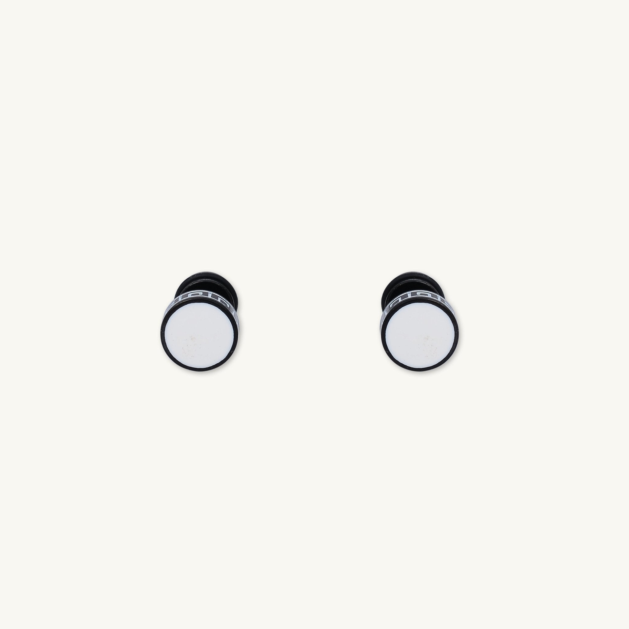 Unisex Circle White Enamel Greek Stud Earrings - Camile & Stone
