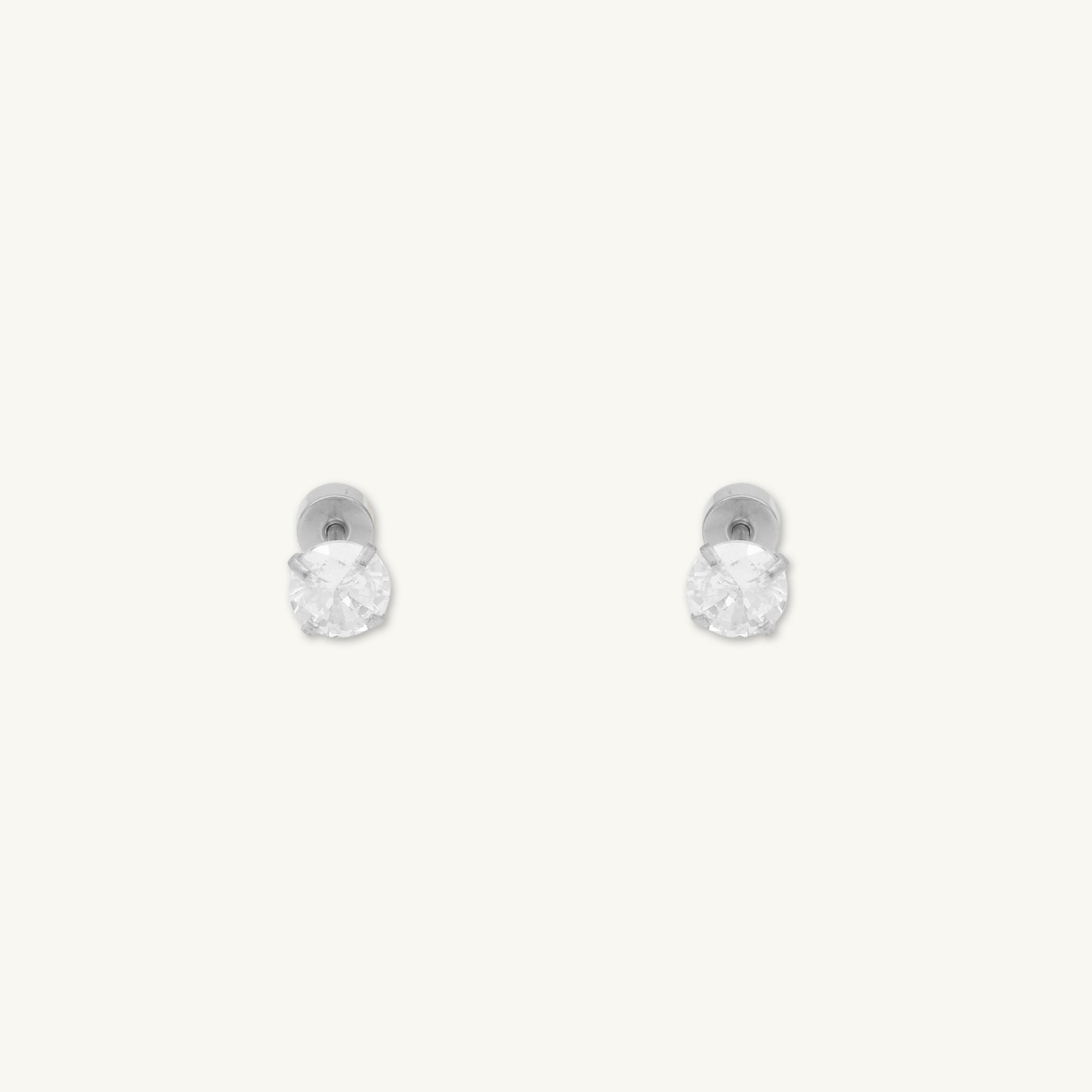 Unisex Circle Zirconia Flatback Earrings - Camile & Stone