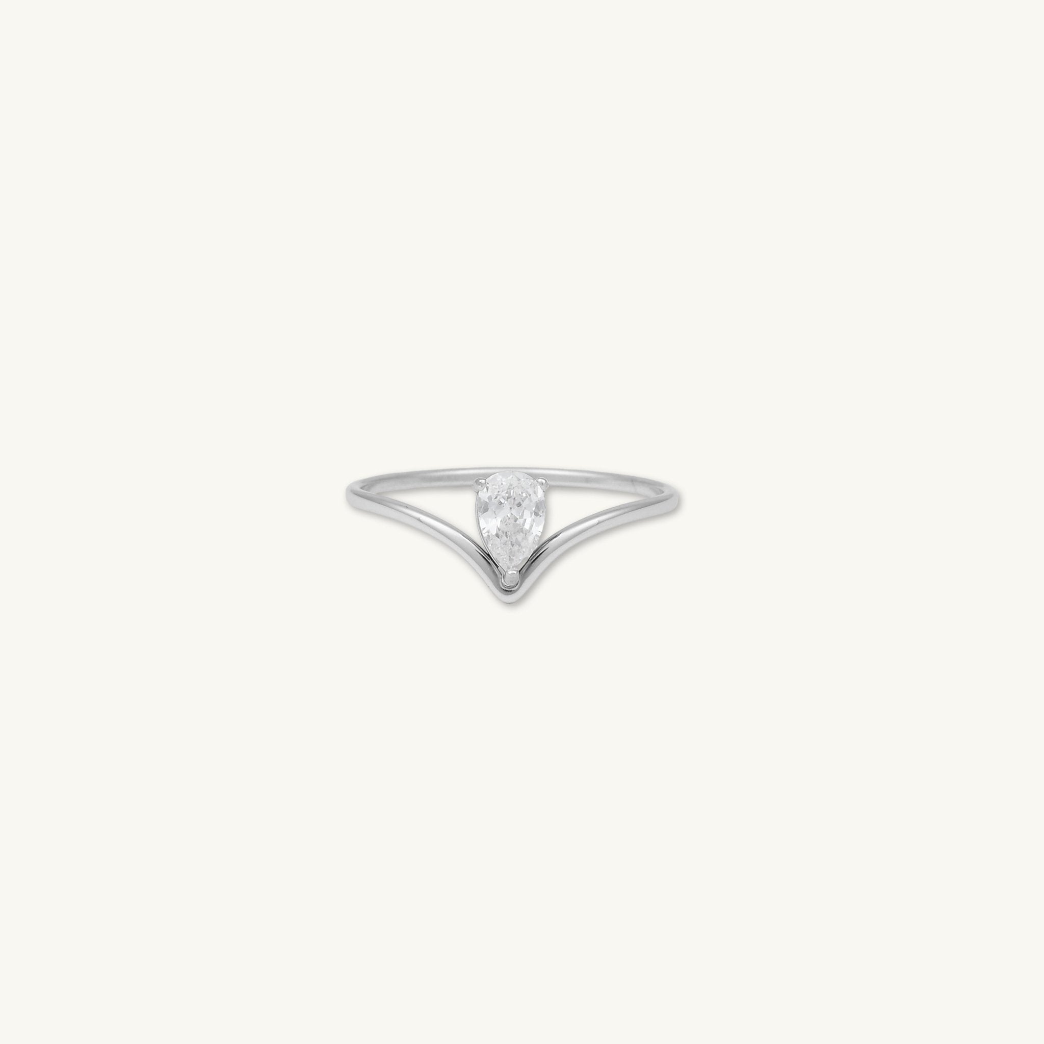V Band Teardrop Sapphire Ring - Camile & Stone