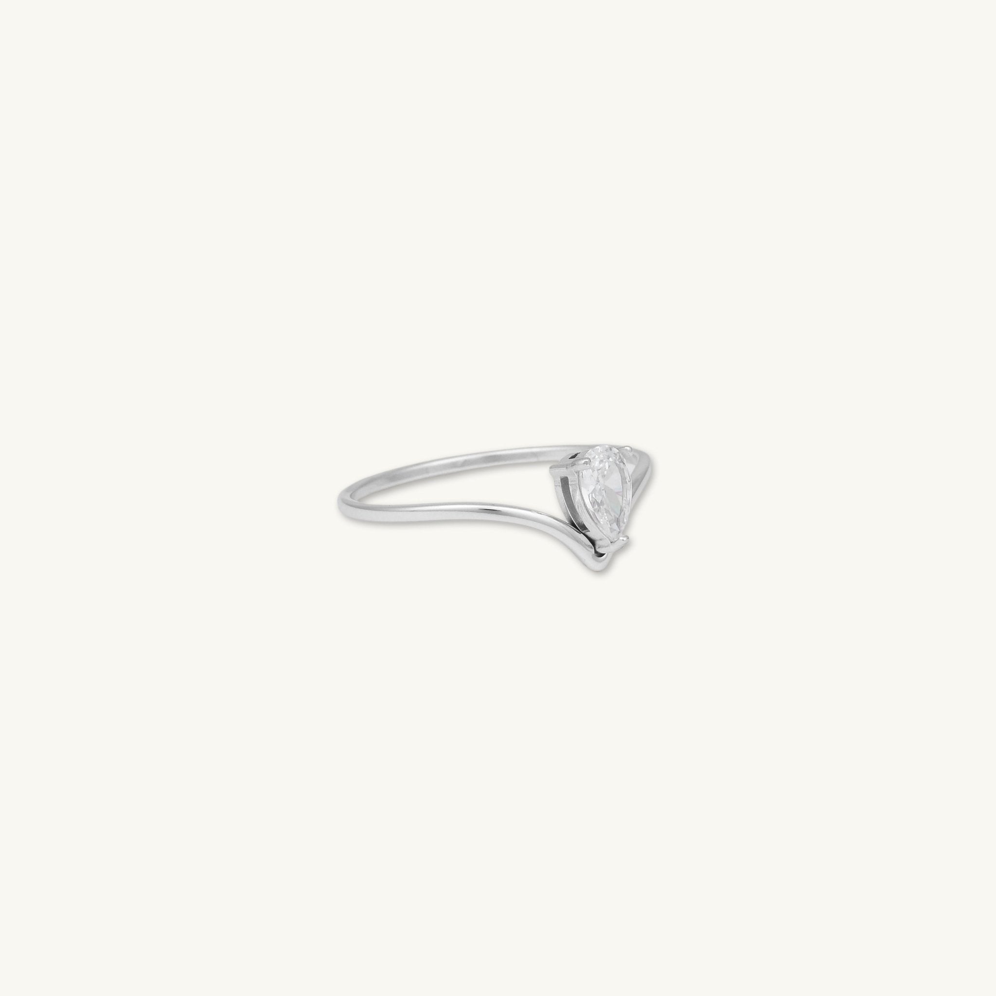 V Band Teardrop Sapphire Ring - Camile & Stone