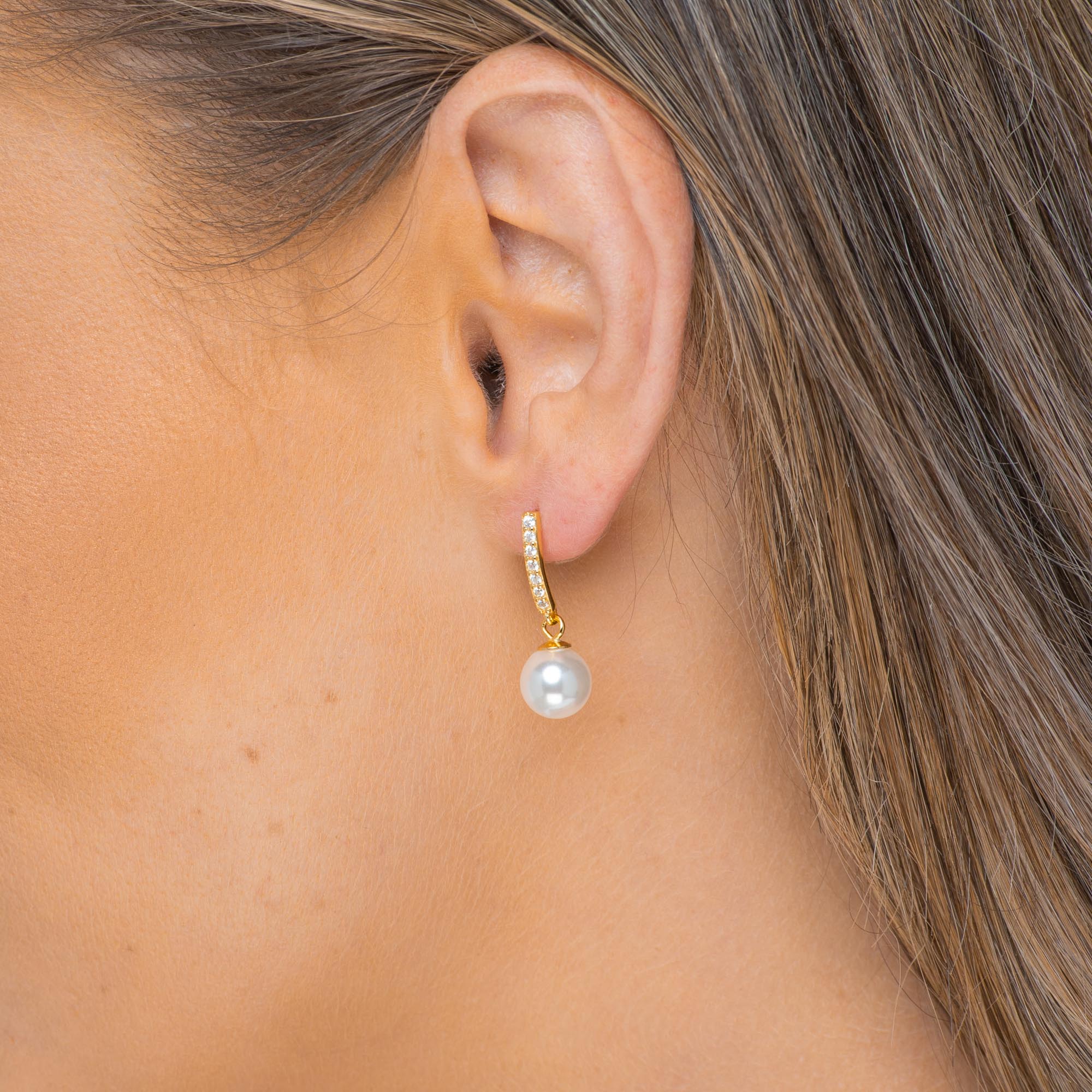 Pearl Linear Sapphire Earrings