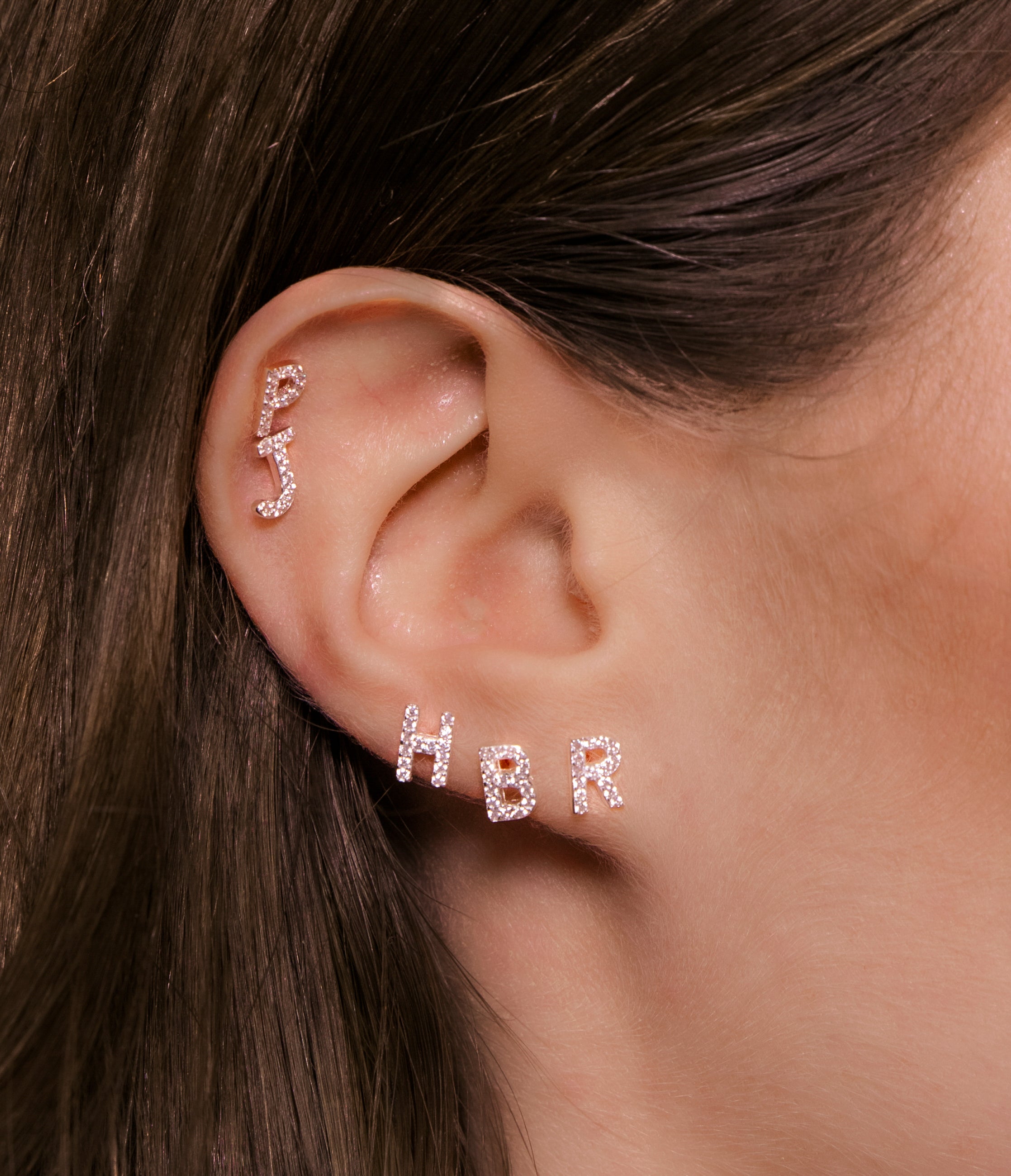 Solid 925 Sterling Silver Initial Crystal Personalised Alphabet Letter  Earrings Rose Gold - A | EziBuy Australia