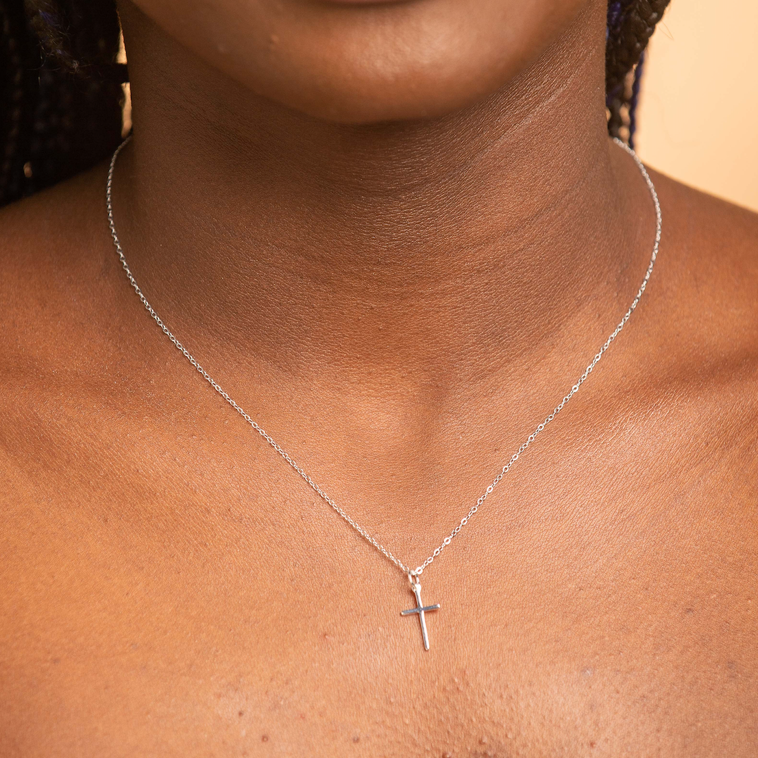 Simple silver 2024 cross necklace