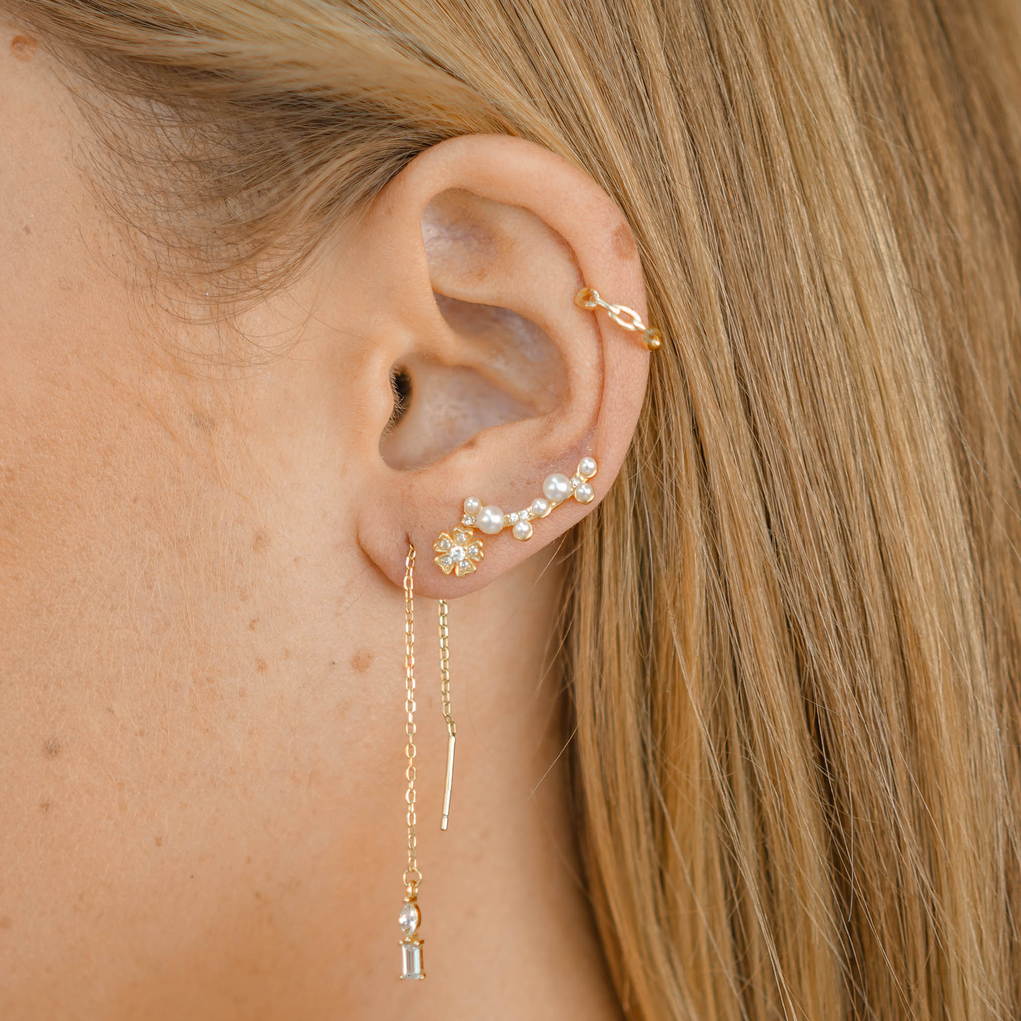 Marquise Sapphire Threader Earrings