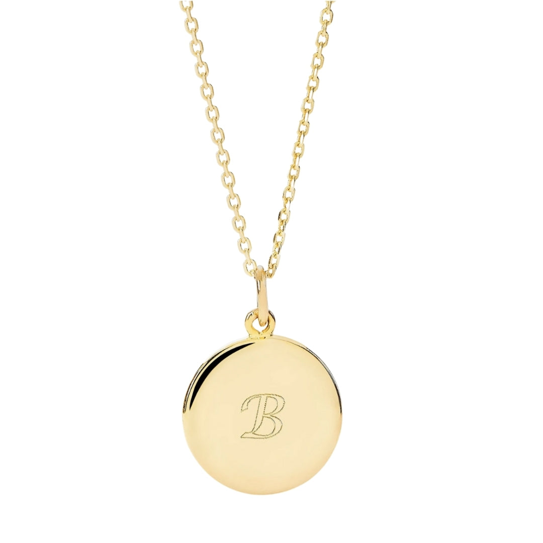 Engraved gold coin deals necklace