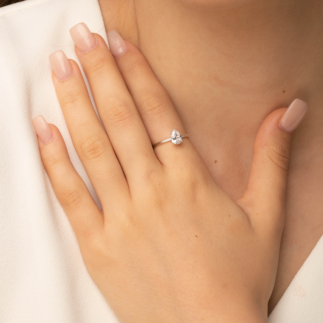 Pear Sapphire Band Ring