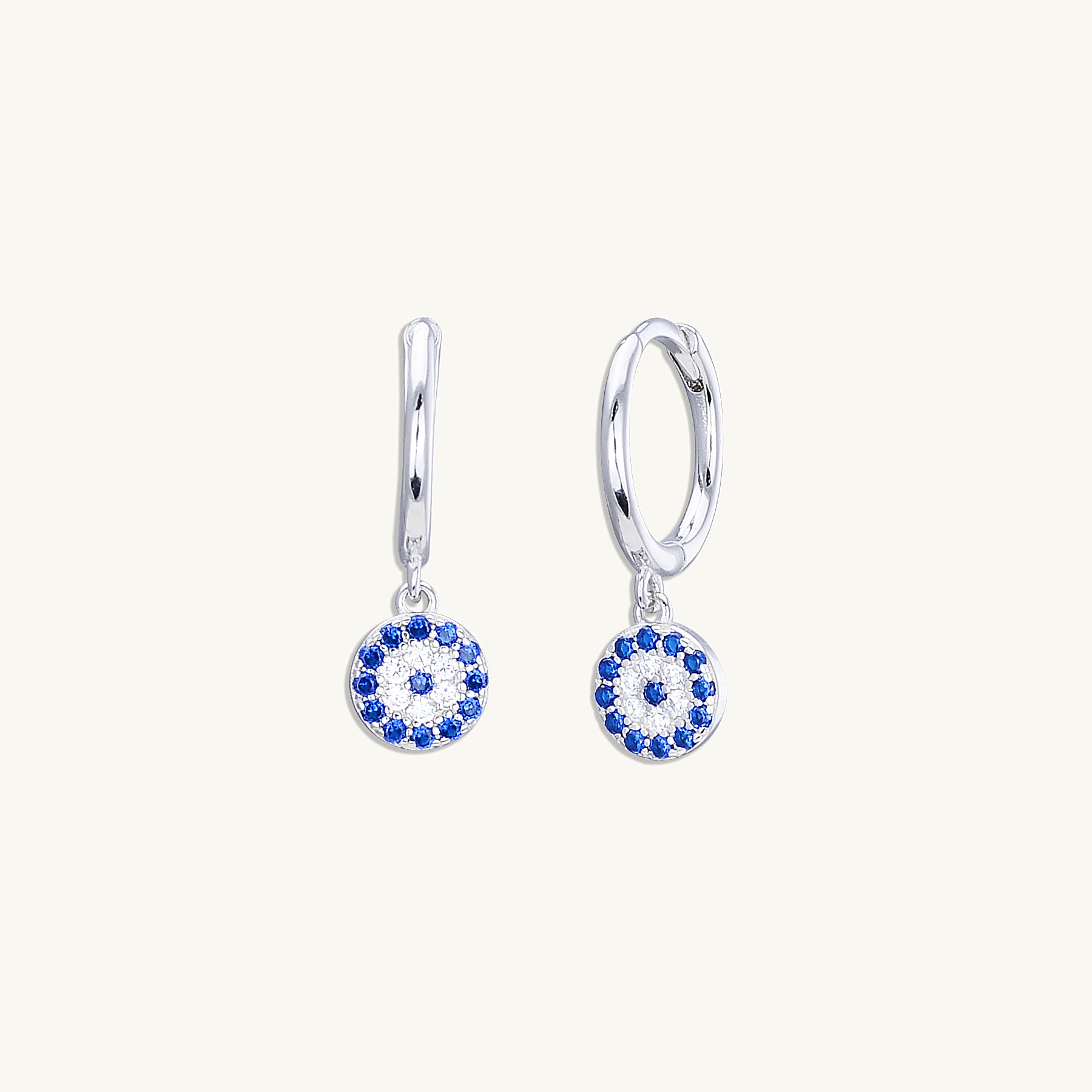 Round Evil Eye Pave Hoop Earrings