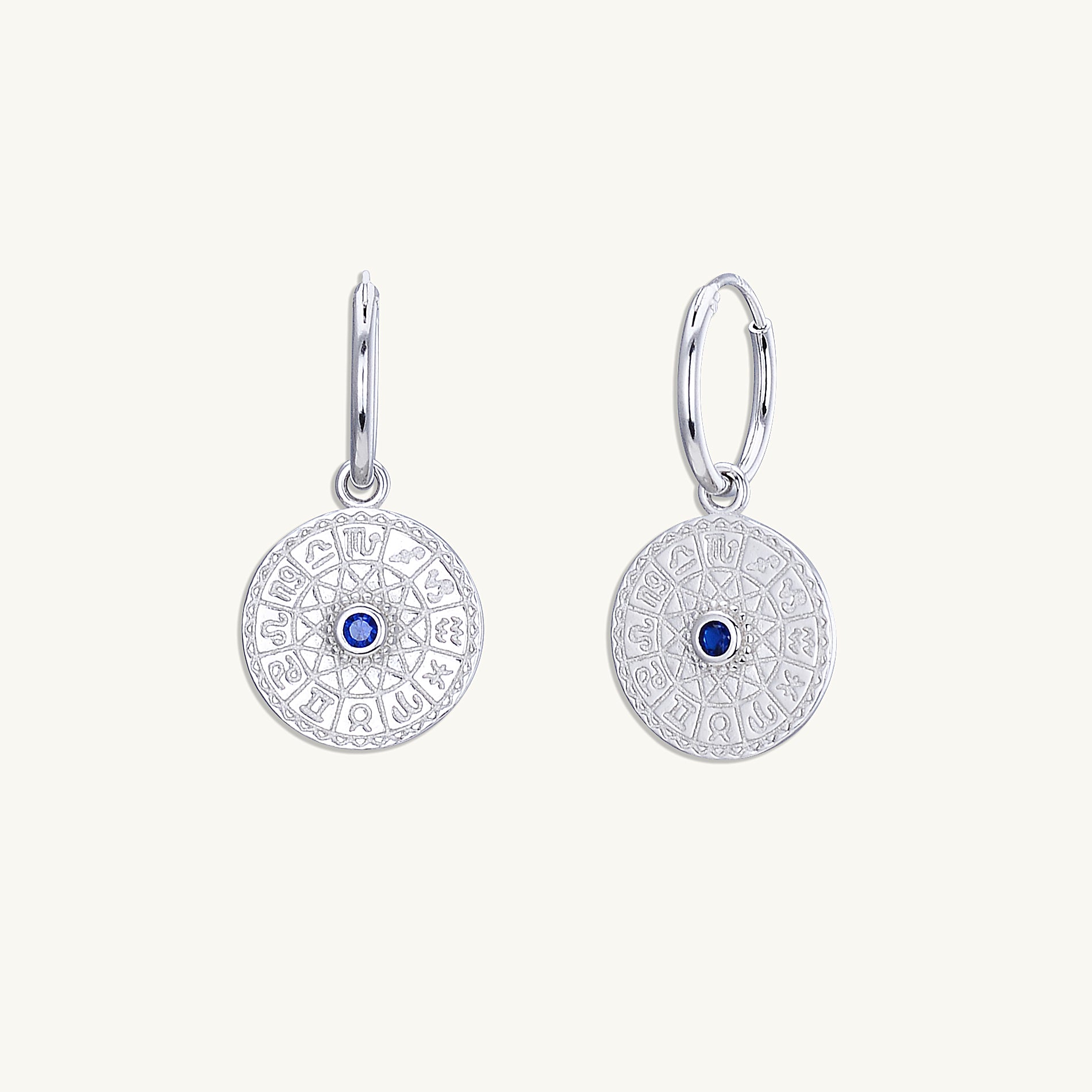 Star Sign Medallion Hoop Earrings