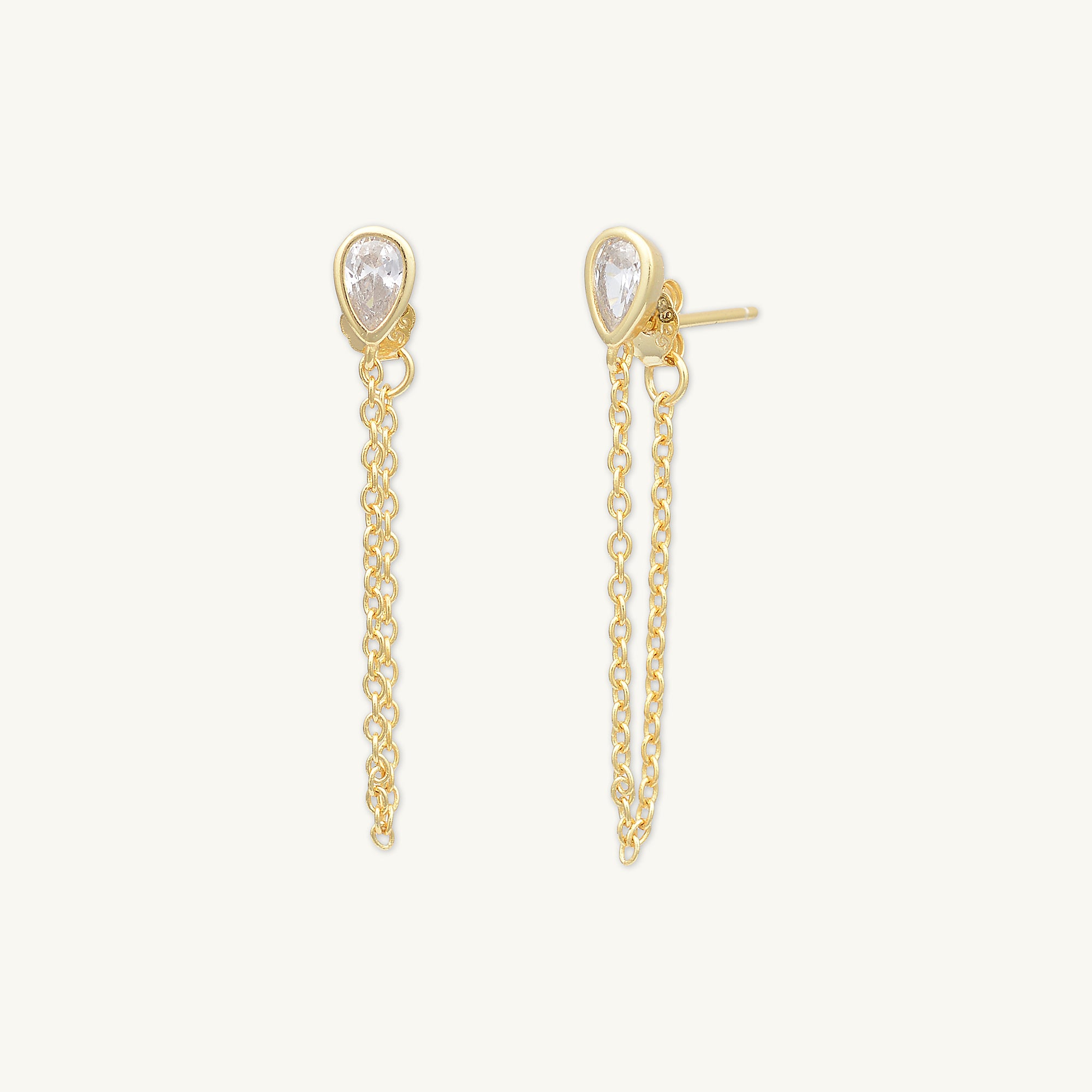 Teardrop Sapphire Dangle Chain Earrings