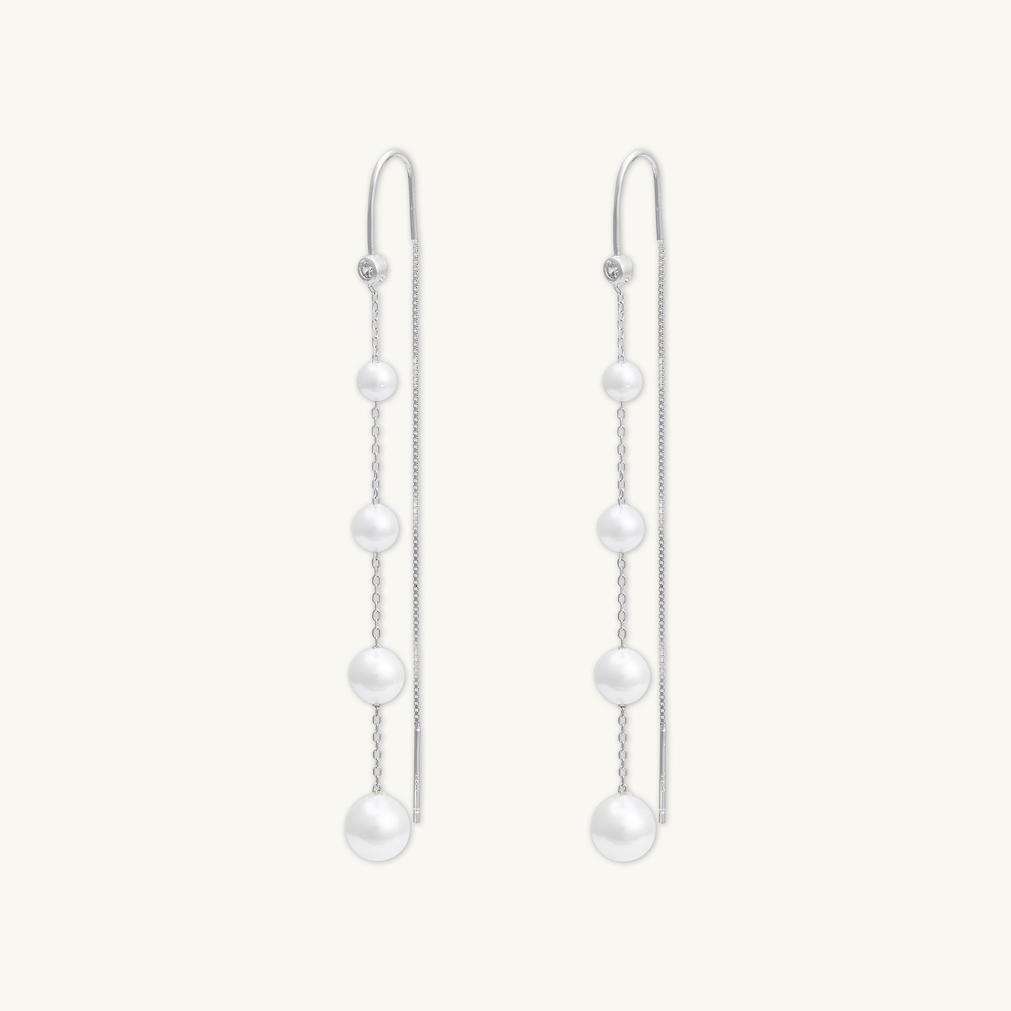 Ascending Pearl Threader Earrings