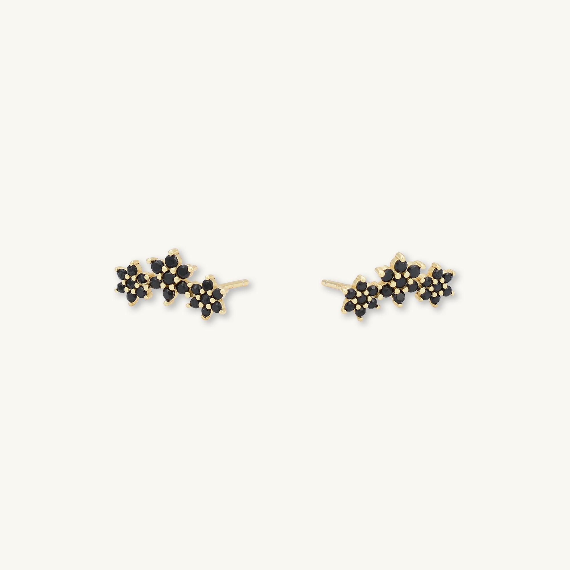 Black Daisy Cluster Sapphire Earrings