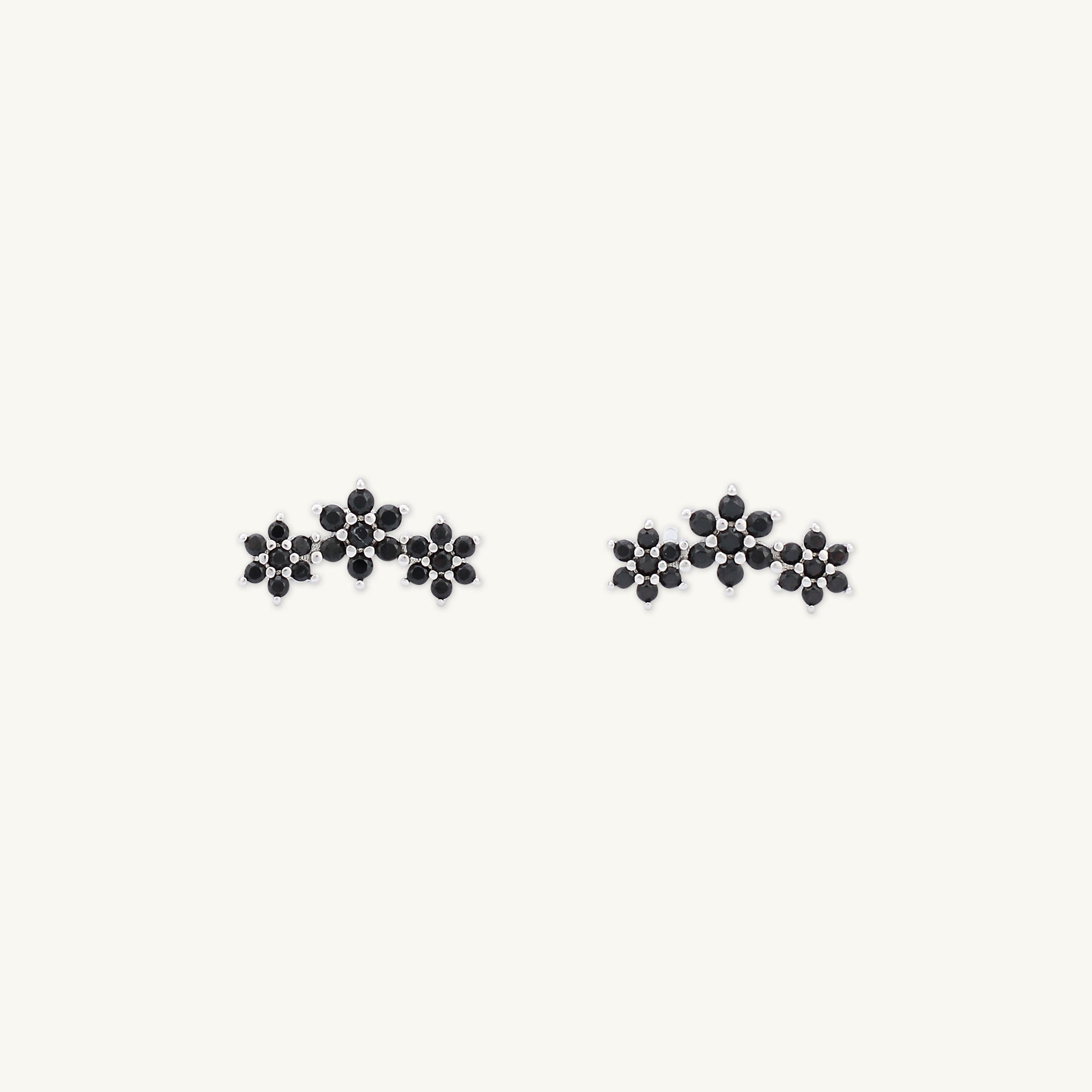 Black Daisy Cluster Sapphire Earrings