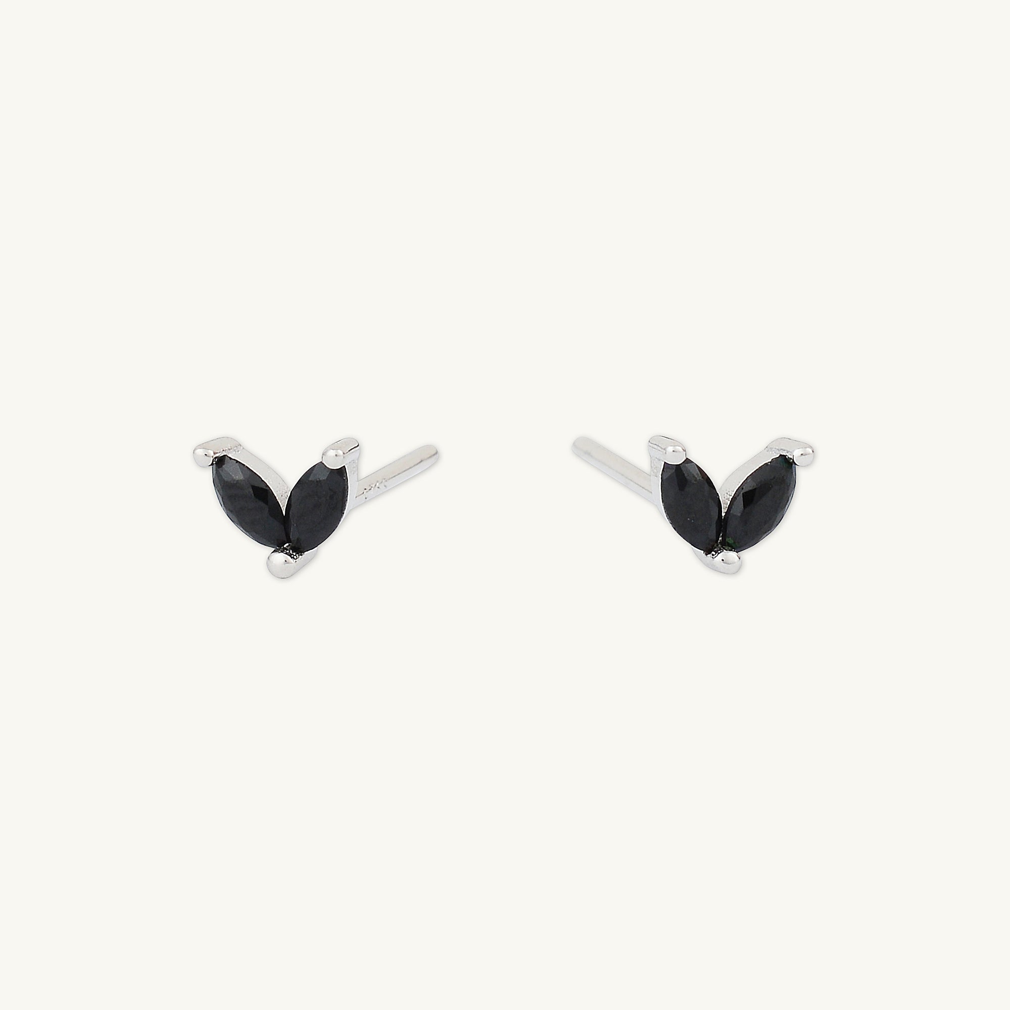 Black Angel Wings Sapphire Stud Earrings