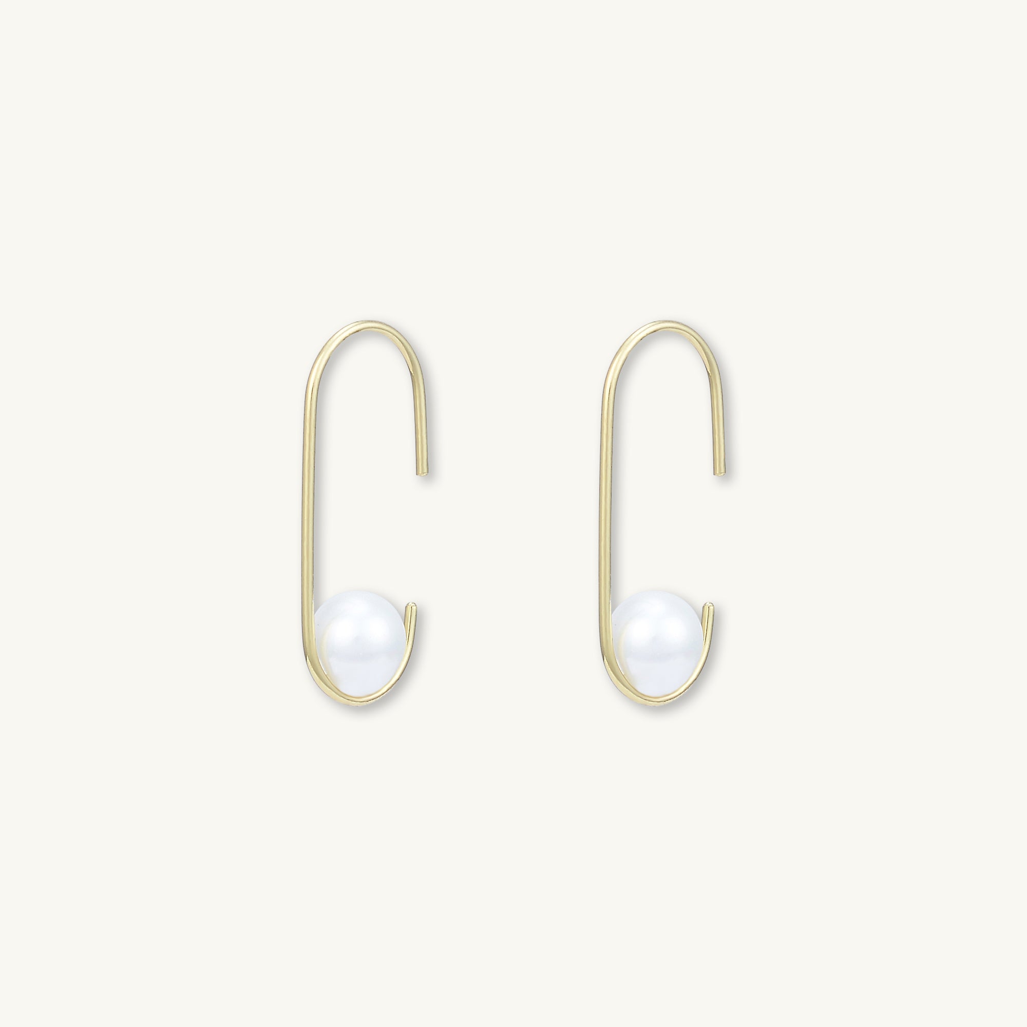 Paperclip Floating Pearl Earrings