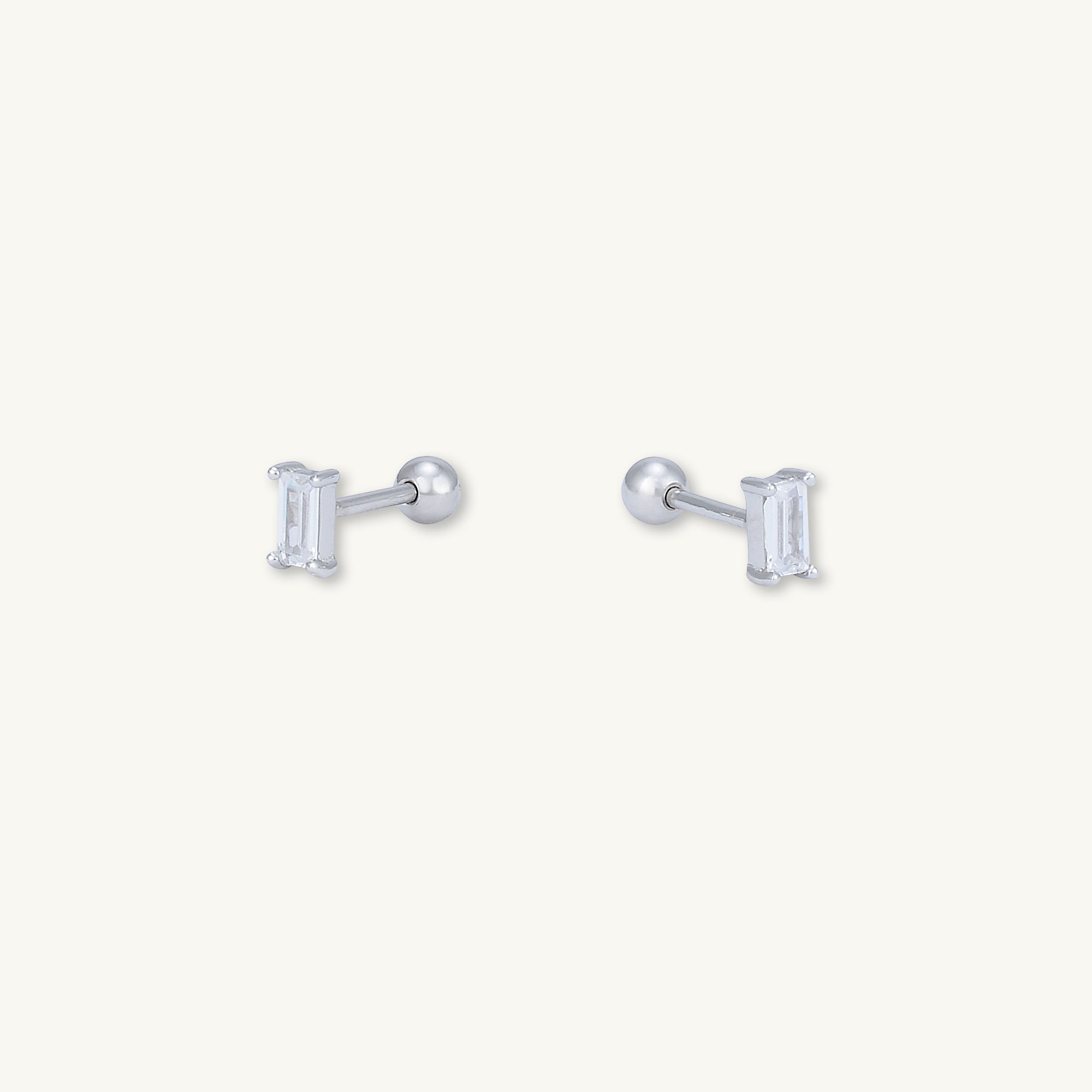 Baguette Barbell Stud Cartilage Earrings