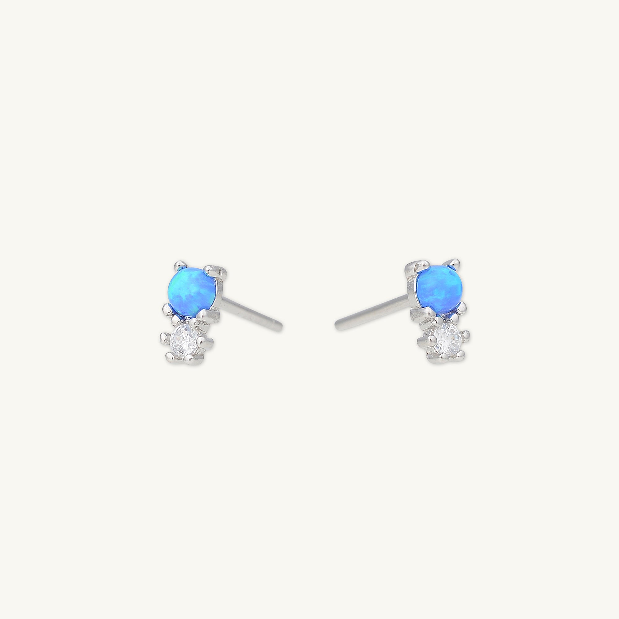 Blue Opal Sapphire Stud Earrings