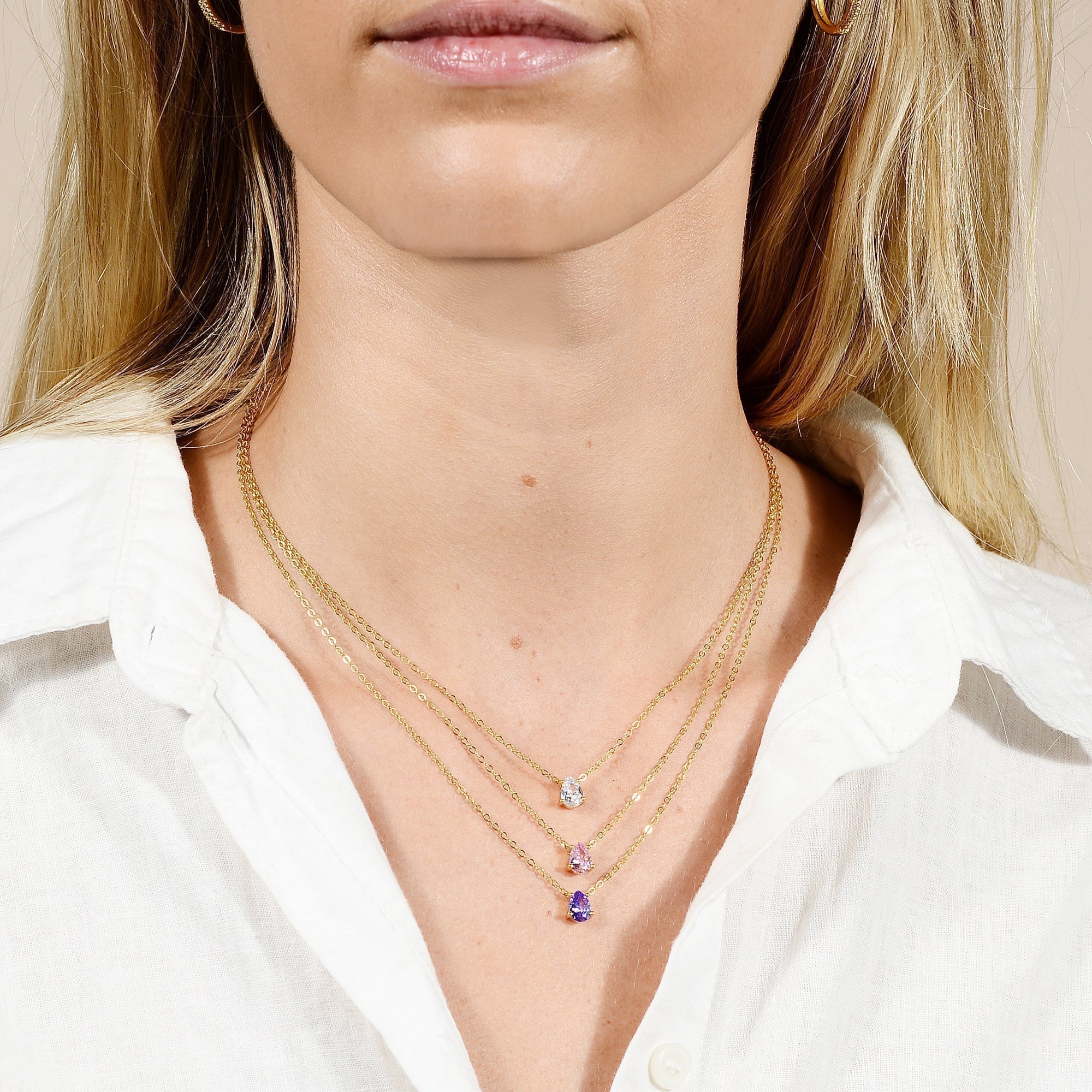 Birthstone Pear Shaped Necklace October - Camile & Stone