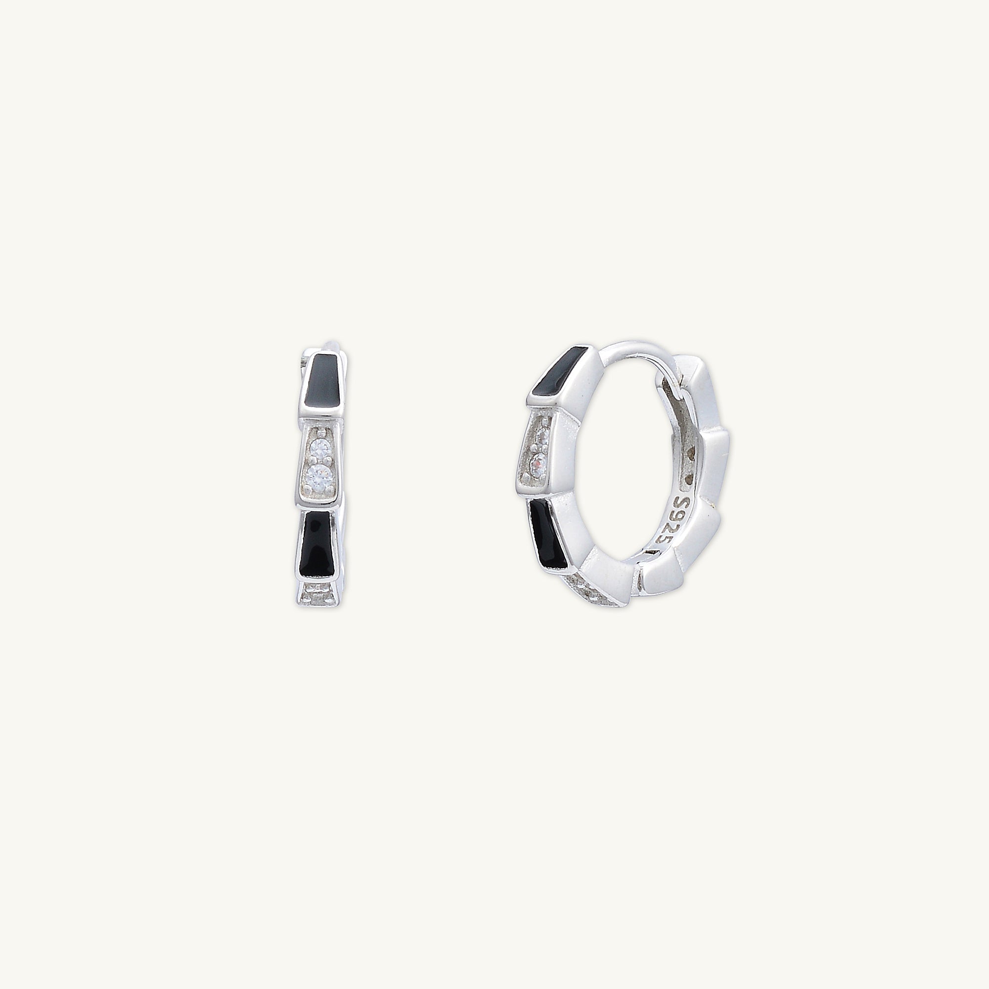 Black Onyx Spark Sapphire Hoops - Camile & Stone