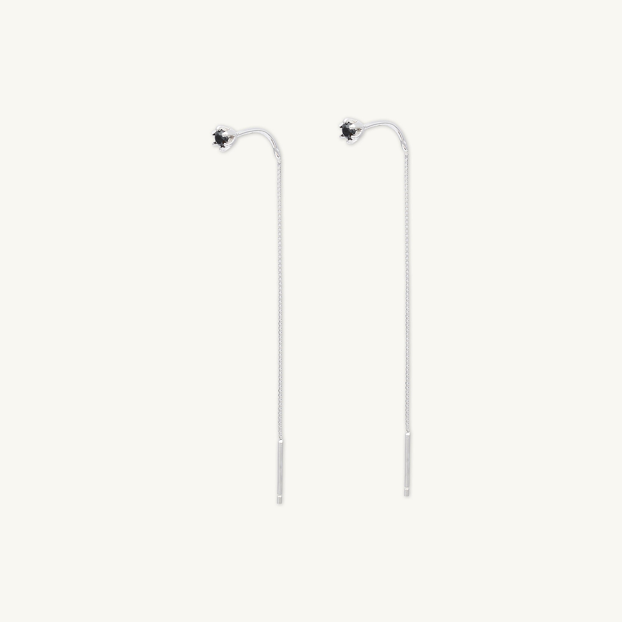 Black Sapphire Threader Earrings - Camile & Stone